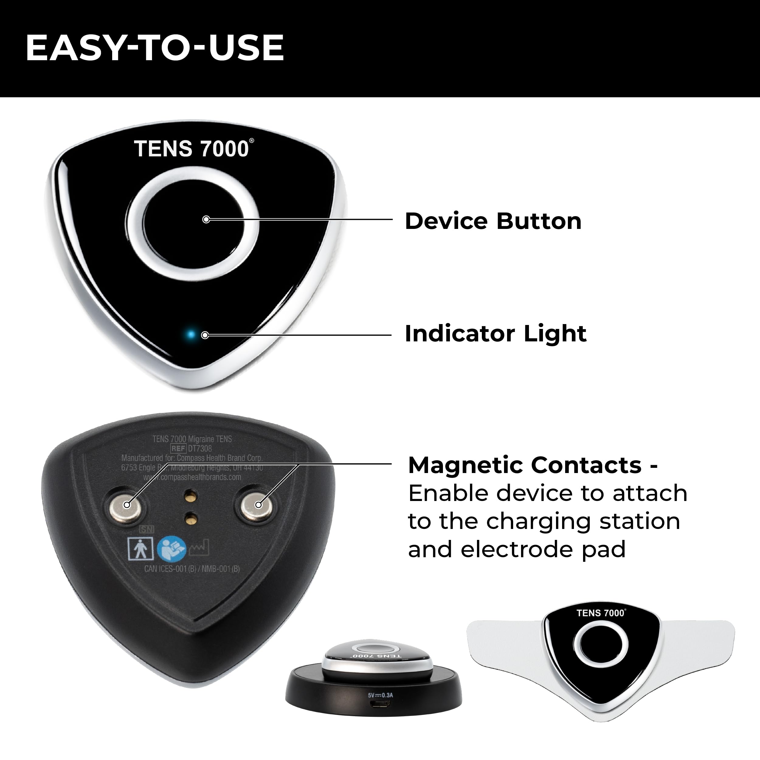 TENS 7000 Migraine Relief Device, Migraine Relief Wearable for Migraines and Migraña, Drug-Free Pain Relief Product