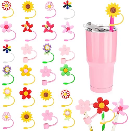 Miniatura 9 de 24 tapas de popote de silicona, tapas de puntas de popote reutilizables, tapas de lindos dibujos animados antipolvo para pajitas de 0.23 a 0.31