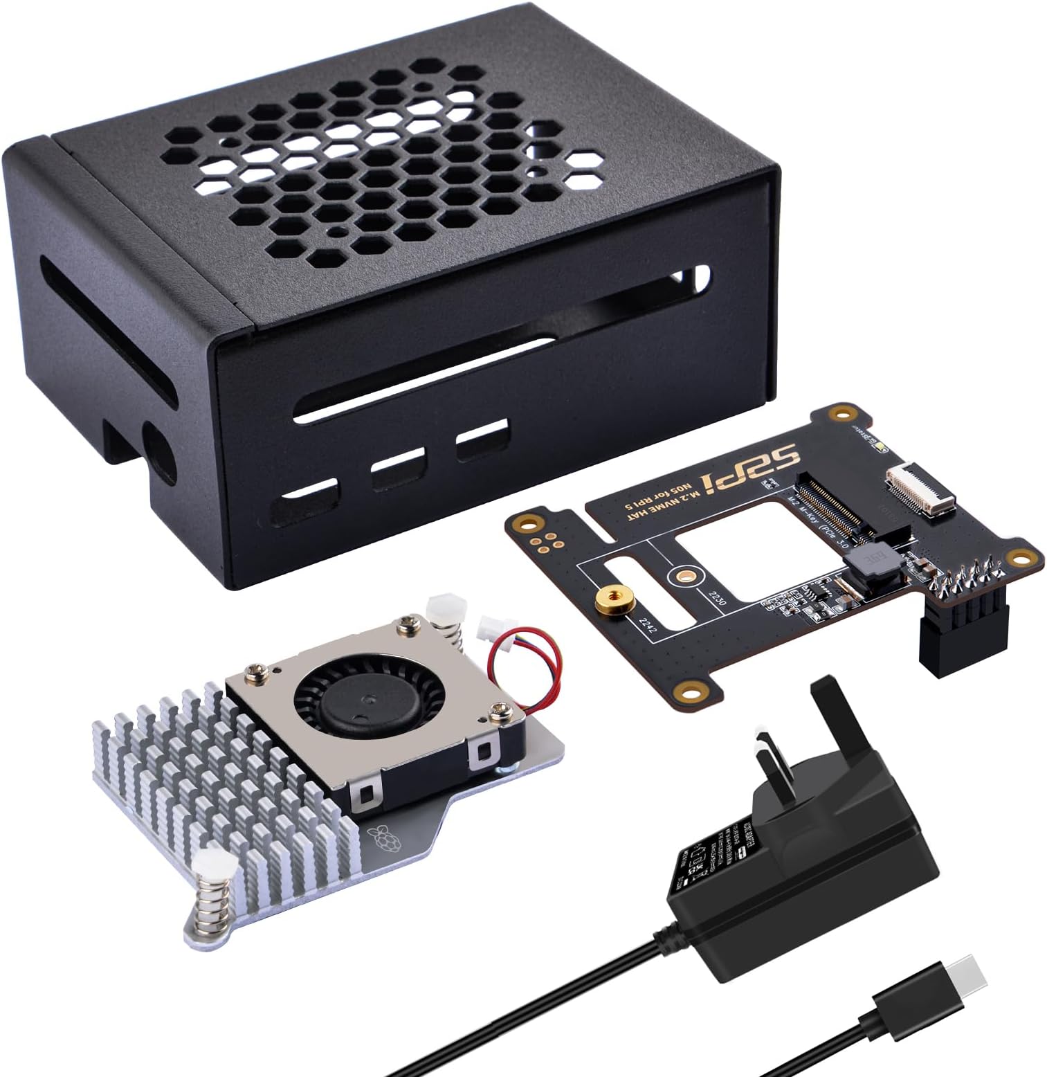 Metal Case with official Active Cooler & N05 NVMe SSD Shield & 27W PSU