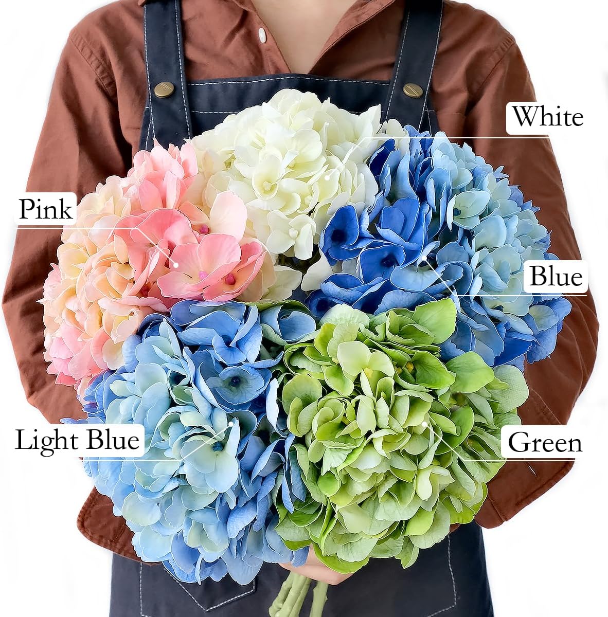 2Green+2White Real Touch Vintage Artificial Hydrangeas, 21" Faux Hydrangea Flowers for Wedding Bouquet Decoration,Fake Hydrangea Silk Flowers for Christmas Centerpieces Tables Party Home - Image 7