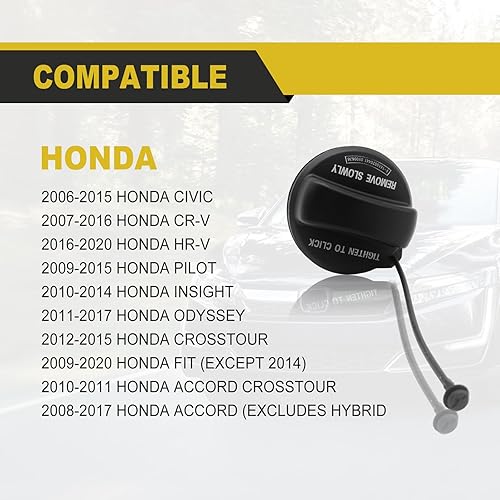 Miniatura 6 de Tapa de gasolina, tapa de combustible compatible con Honda Civic, Accord, Crosstour, Fit, Pilot, CRV, Odyssey, Insight, HRV, reemplaza a 17670 T3W,
