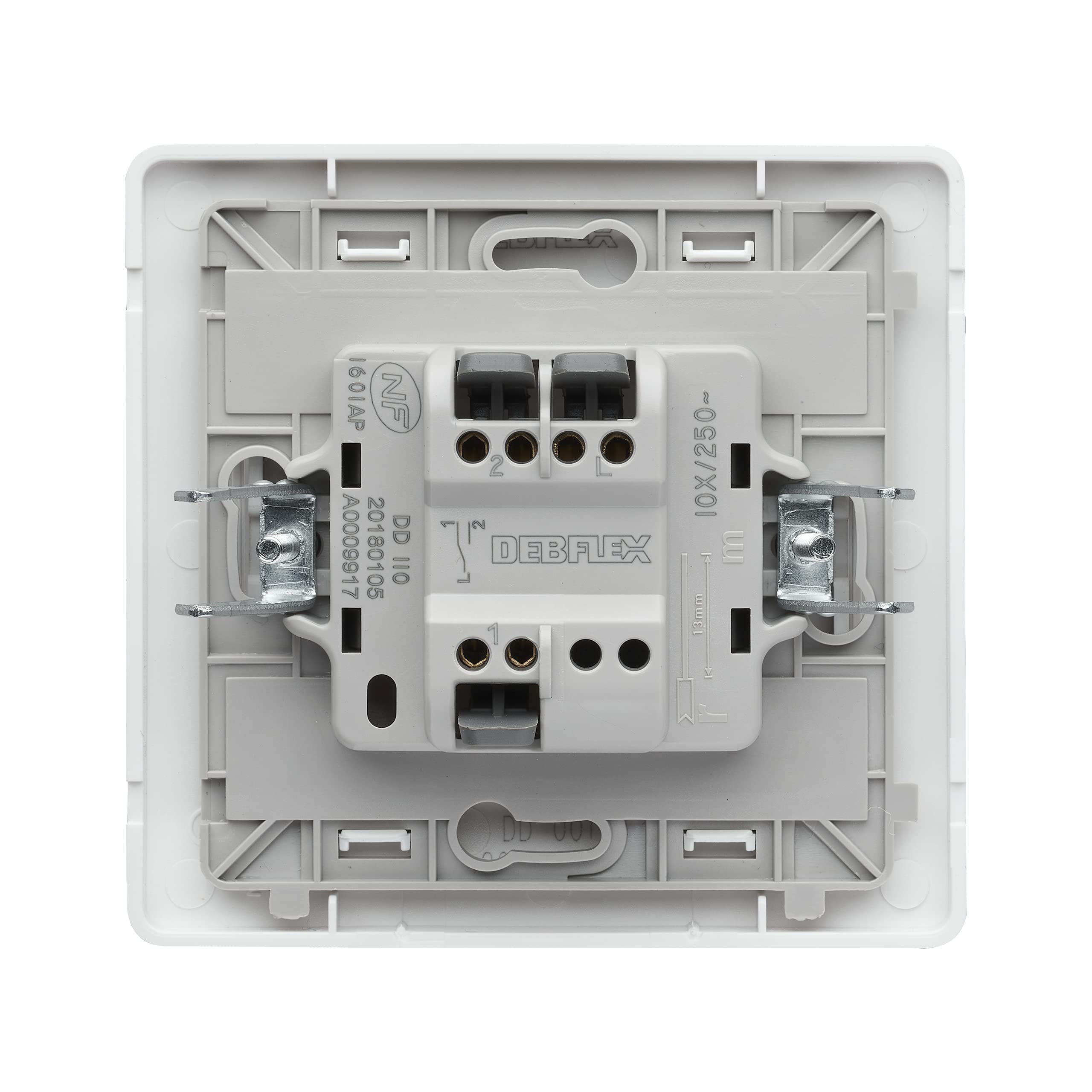 Draadloze wisselschakelaar - Standaard elektrische stopcontacten - Extra plat stopcontact - Wandcontactdoos - Blok-serie - Wit stopcontact 2P T - Debflex, 39