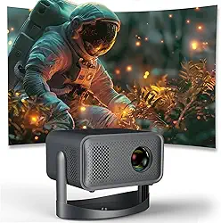 4K Mini Projetor Portátil com WiFi e Bluetooth, Mini Projetor com Suporte a 1080P, Android 11.0 Inteligente Rotativo de 360 ° Compatível com Android/IOS/laptop/TV/HDMI