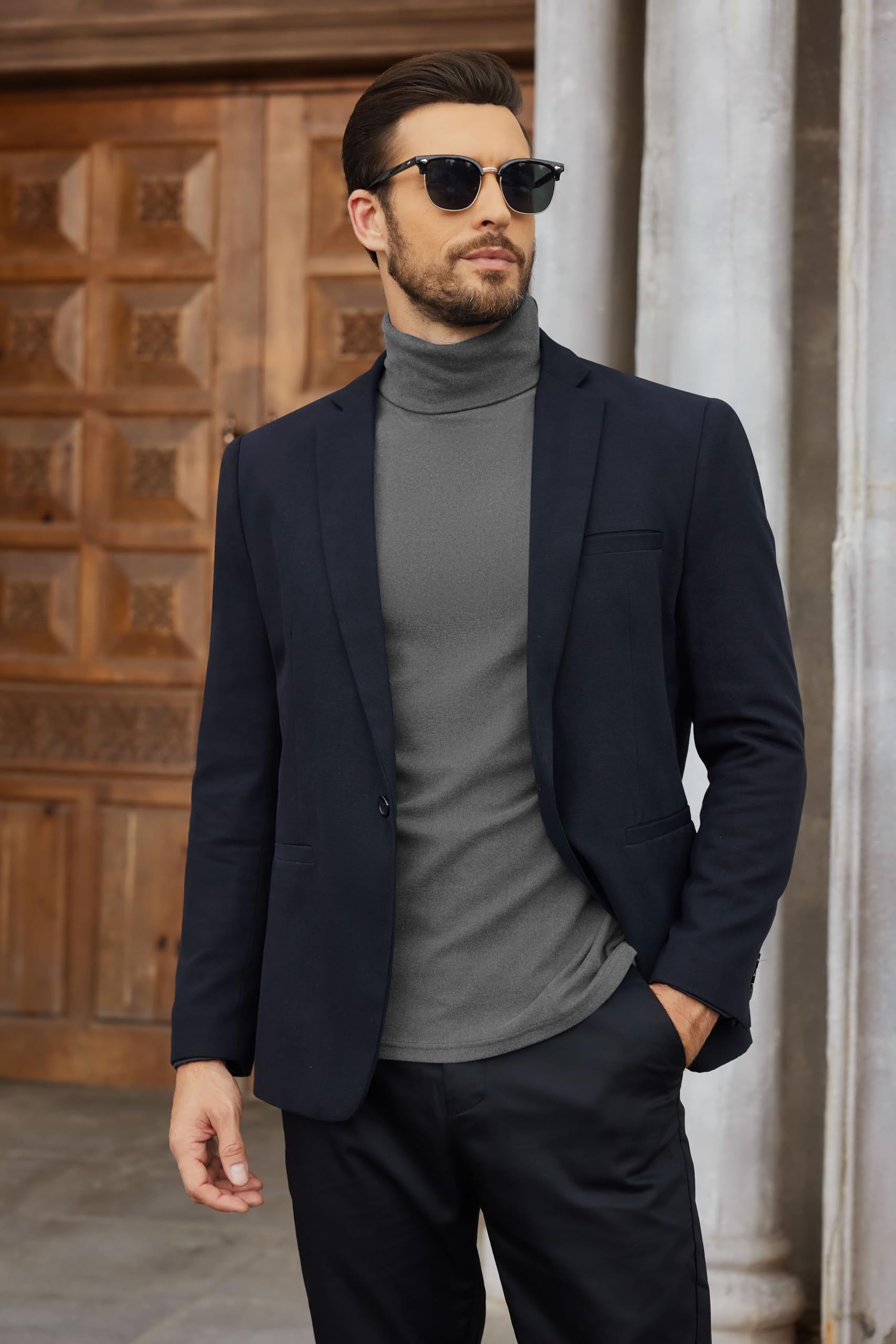 COOFANDY Maglietta a collo alto da uomo, confezione da 1 o 3 pezzi | Maglia termica elasticizzata, leggera e a collo alto