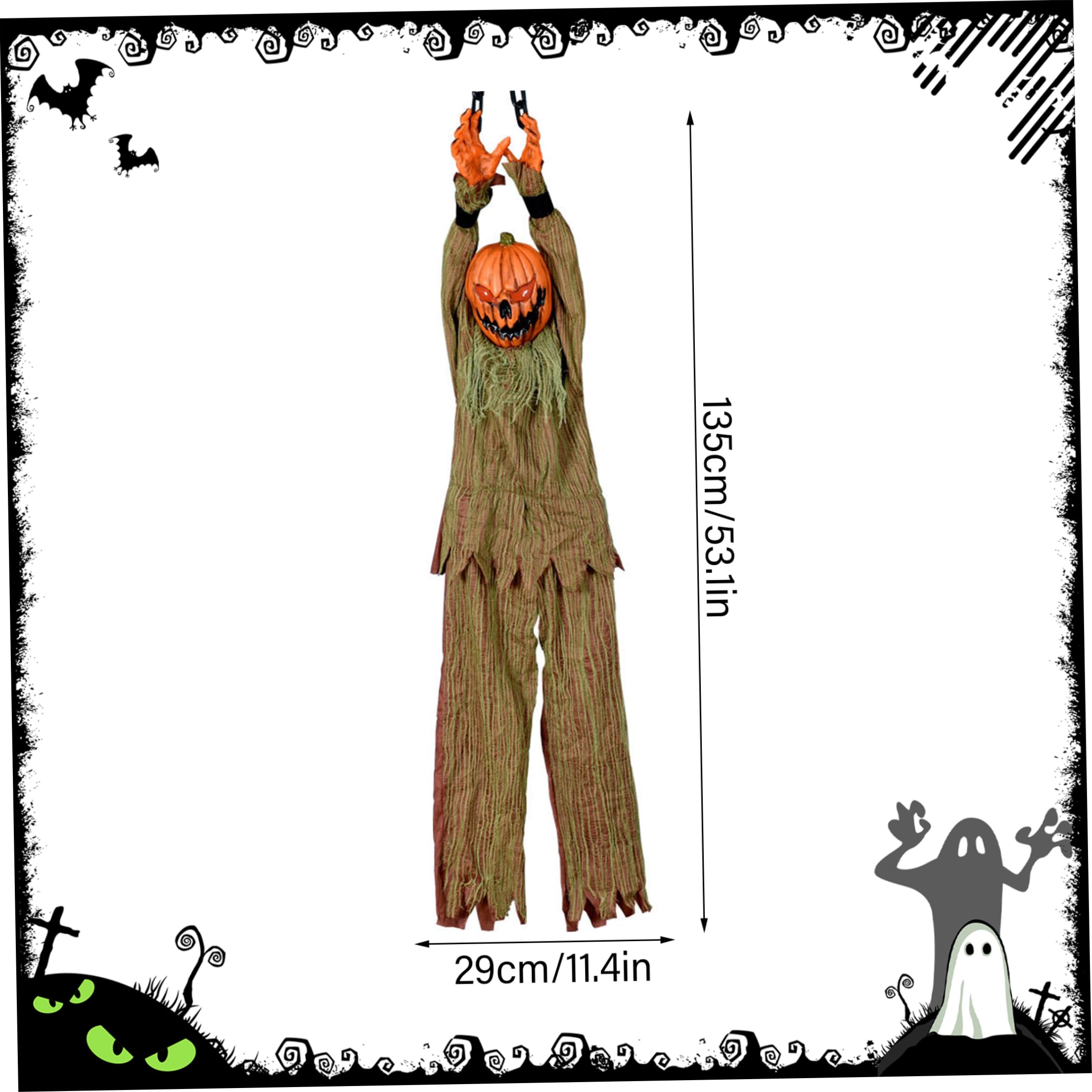 Decorazioni di Halloween attivate dal movimento, suono, luce e vibrazione Fantasma Prop