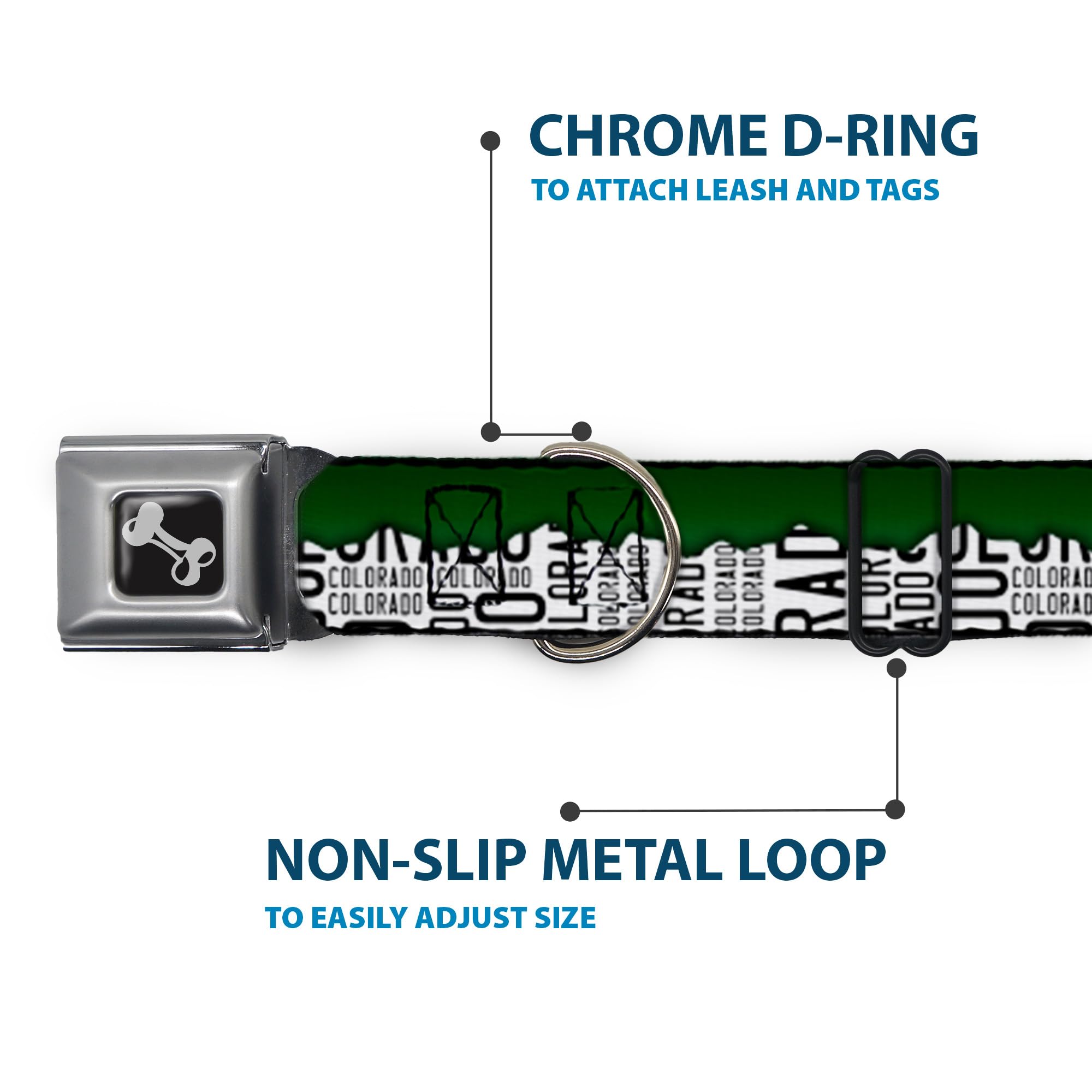 Buckle-Down DC-W35515-WS - Cinturón de Seguridad para Perro, Talla S, Color Verde, Blanco y Negro