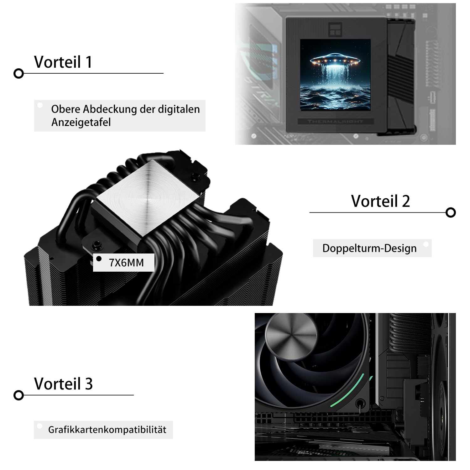 TR-Thermalright Phantom Spirit 120 Vision EVO, chłodzenie CPU, dwie wieże z 7 rurkami cieplnymi, ekran IPS 3,95 cala, dwa wentylatory 120 mm PWM, dla AM5/AM4, Intel LGA1851/1700/1150/1151/1200