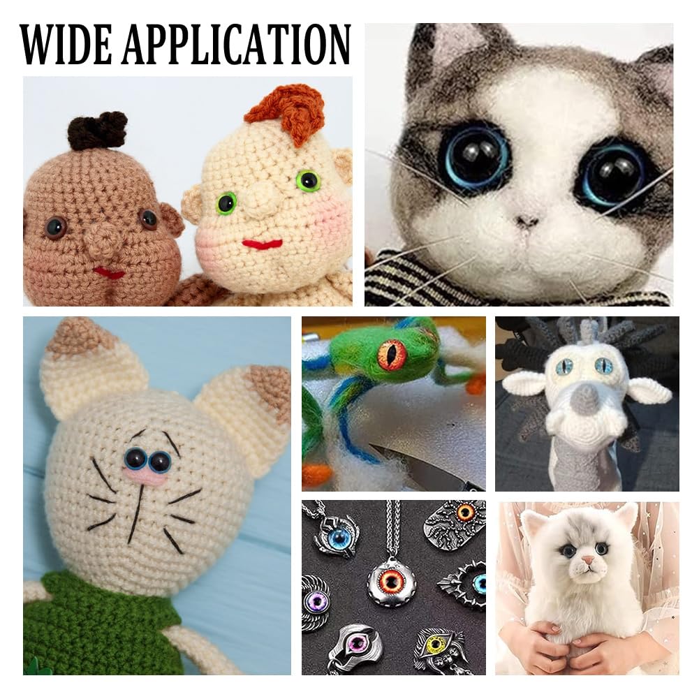 PH PandaHall 100pz Cabochon Occhi Neri Bianchi 13mm Occhi in Resina Semitondi Piastrelle Occhio di Animale per Amigurumi Burattino Orsacchiotto Uncinetto Animale di Peluche Fare Decorazioni