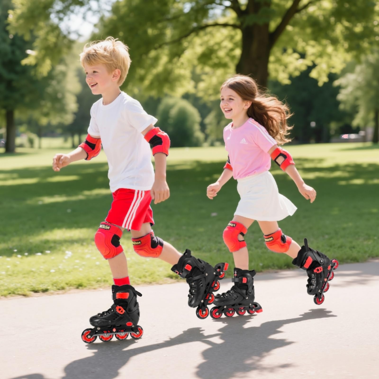 Patins à roulettes Rollers en Ligne réglables pour garçons et Filles, Patins à roulettes pour Enfants pour Jouer à l'extérieur