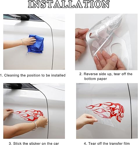 Miniatura 7 de TOMALL 2 calcomanías reflectantes de llama de calavera para automóvil, motocicleta, tanque, de vinilo, carreras, deportes, llama a rayas, para