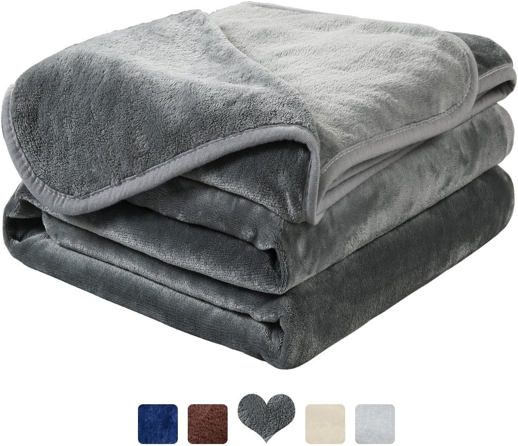 MAEVIS Luxury Fleece Blanket Super Soft Cozy Lightweight Plush Fur Warm All Season Throw for Bed and Couch (Queen, Dark Grey)