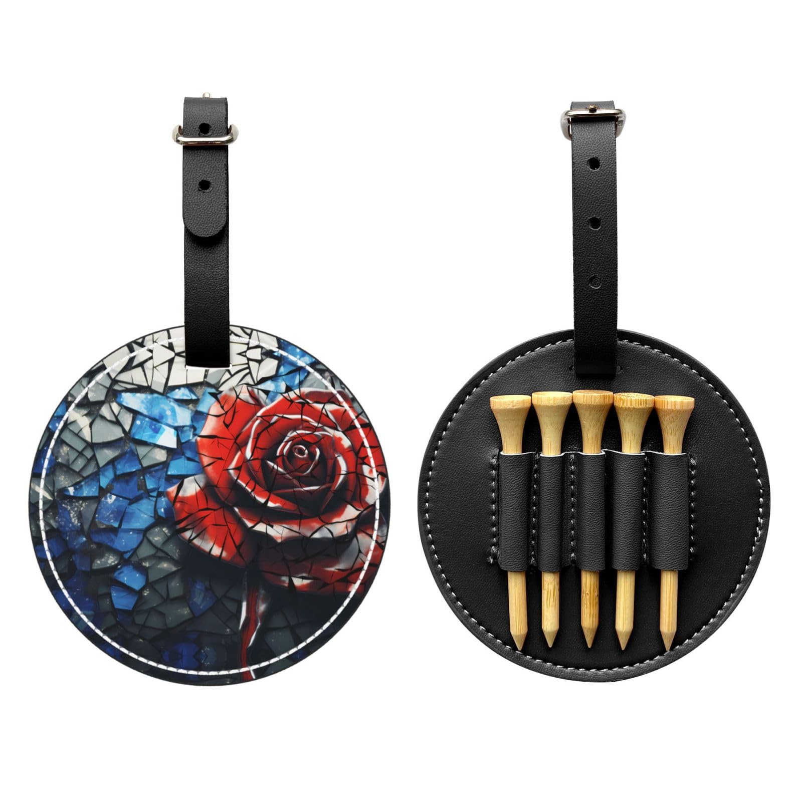 Broken Red Rose Black Golf tee Storage Bag - Durable and wear-Resistant Golf Accessories