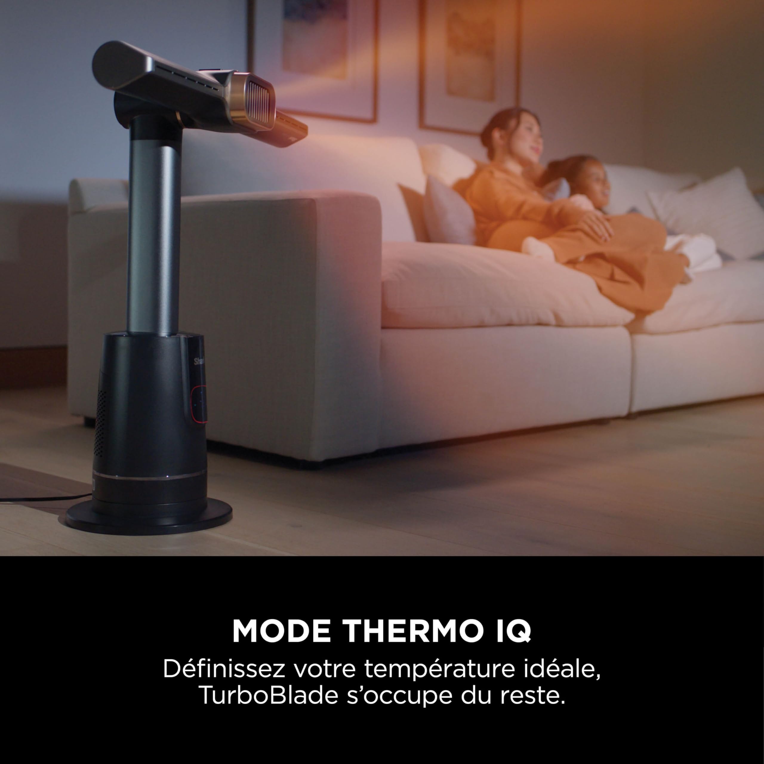 Shark TurboBlade Cool+Heat 2en1, Thermo IQ, télécommande, oscillation, tour sans pales, noir/or, TH200EU
