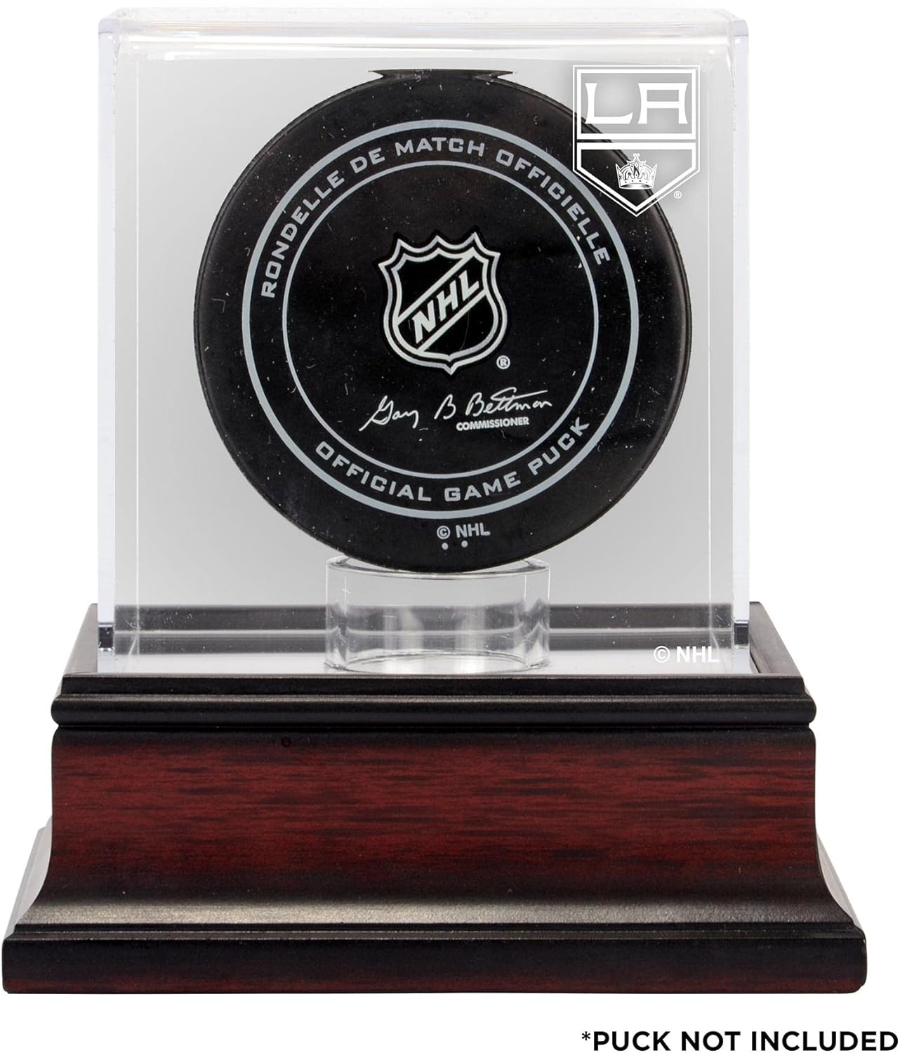 Los Angeles Kings Mahogany Hockey Puck Logo Display Case - Hockey Puck Logo Display Cases ''Case Only''