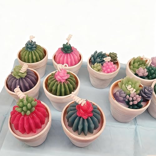Miniatura 7 de MOUYAT Paquete de 9 moldes de silicona para suculentas, molde de resina de cactus 3D, moldes de vela de silicona para hacer velas, moldes de jabón,