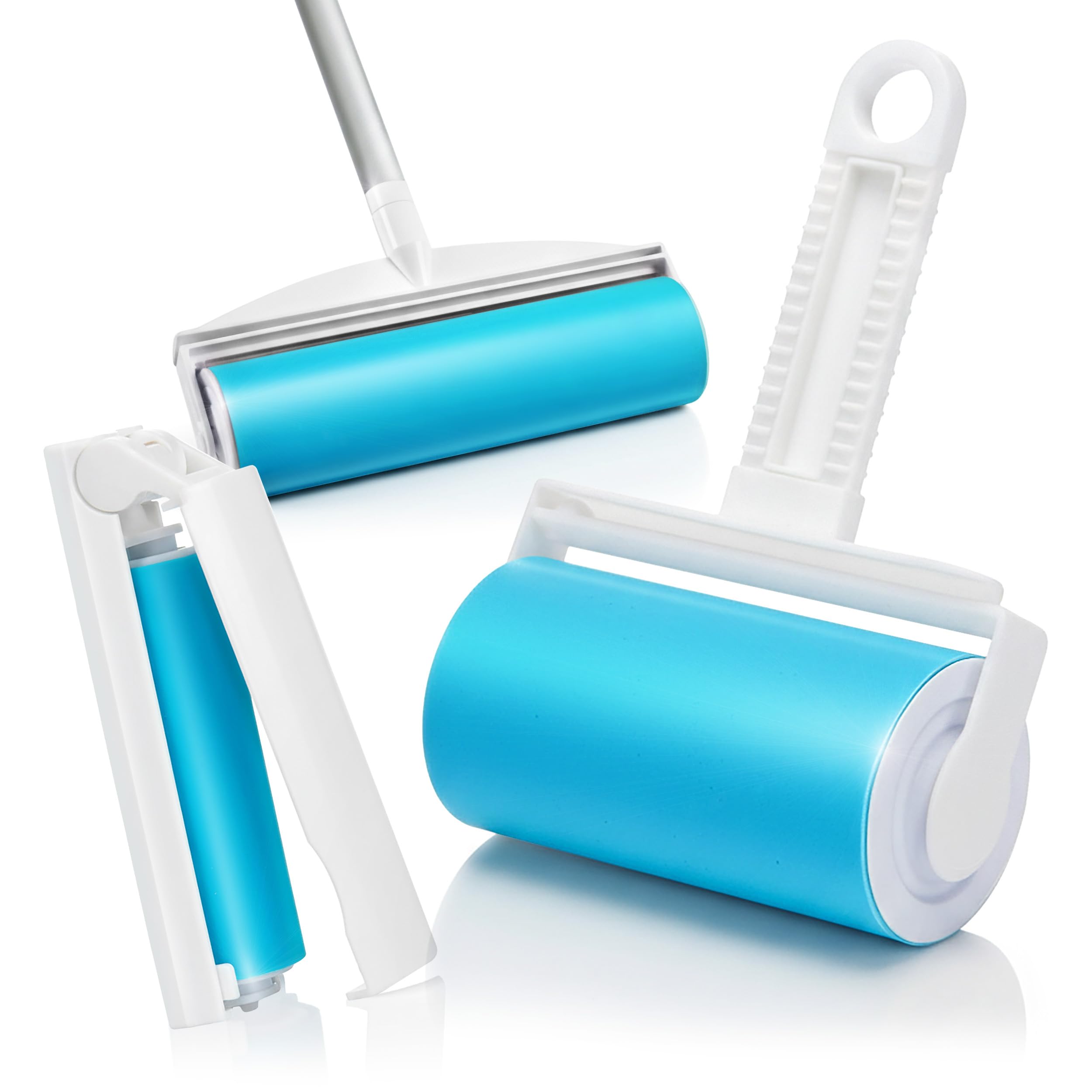 Schticky Lint Roller Set - Reusable & Washable Lint Roller Cleaner for Clothes Sofa Furniture Car Cat Dog Hair - Clean in a Quicky with Schticky (3 Piece Set)