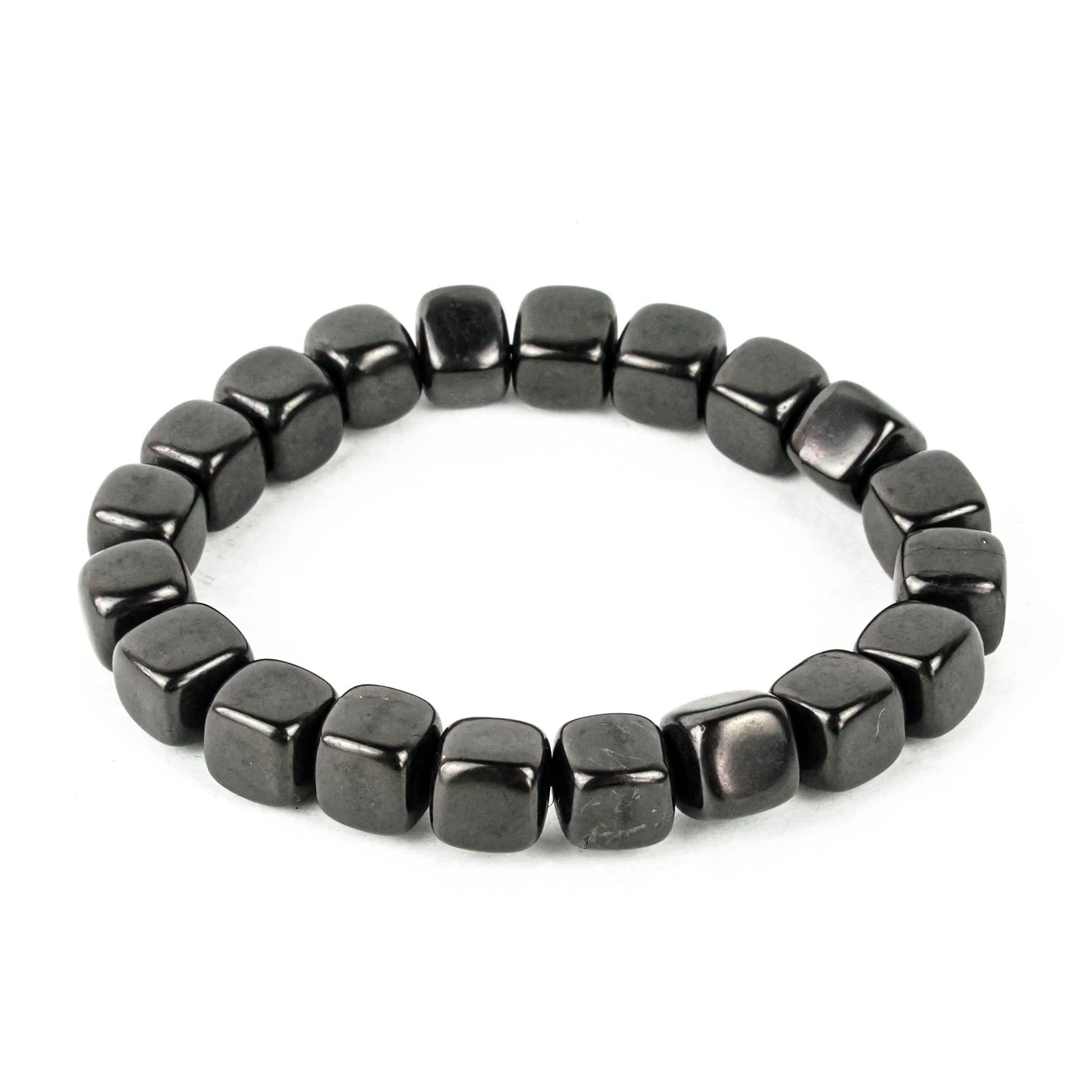 Karelian Heritage Authentic Shungite Stretchy Elastic Bracelet for Men and Women - Natural Black Stone Bracelet for Spiritual Healing
