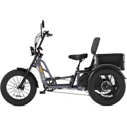 Folding Electric Tricycle for Adults, 1200W Electric Trike, 22MPH 100Miles 3 Wheel Electric Bike, Reverse Gear, Rear Differential, 450lbs Load, F&R Baskets, 4'' Wide Fat Tire, UL Certified