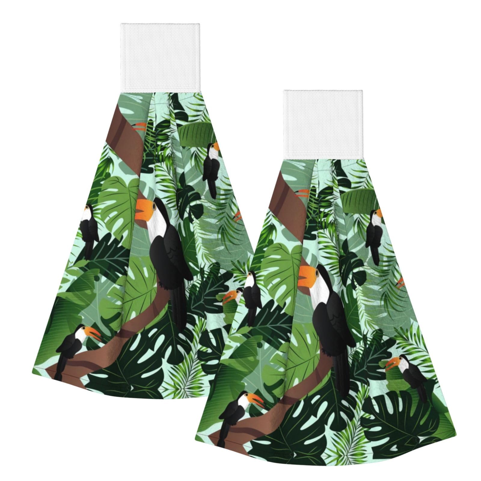 Tropical Leaves Bird Highly Absorbent Dish Towels Soft Coral Fleece Wipe