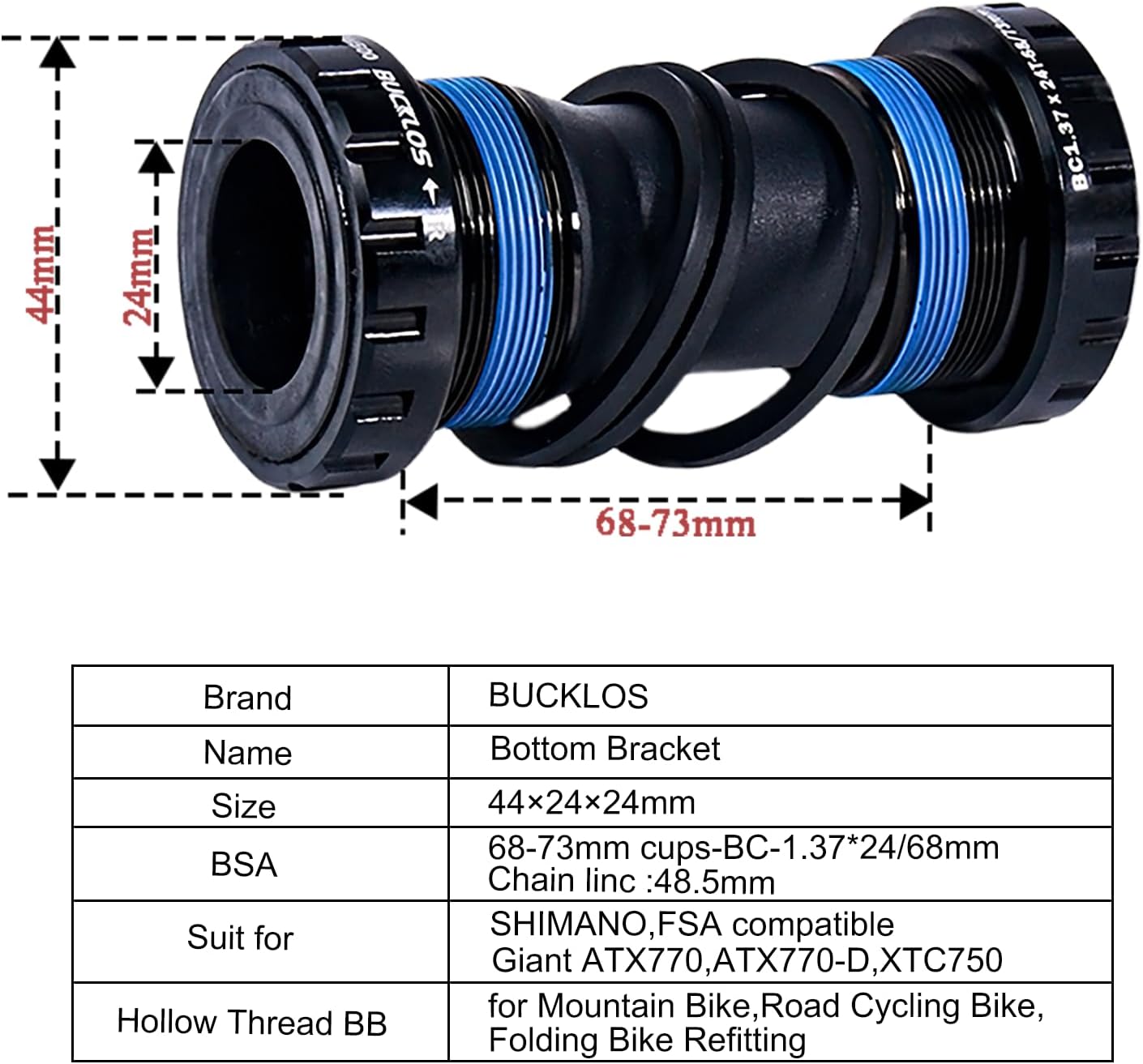 BUCKLOS IXF 104 BCD 30T-38T 170MM Mountain Bike Crankset, Hollow Integrated MTB Crank Set, Aluminum Alloy Crankset Round Oval Narrow Wide Chainring with Bottom Bracket Bolts Fit Shimano/FSA Gaint