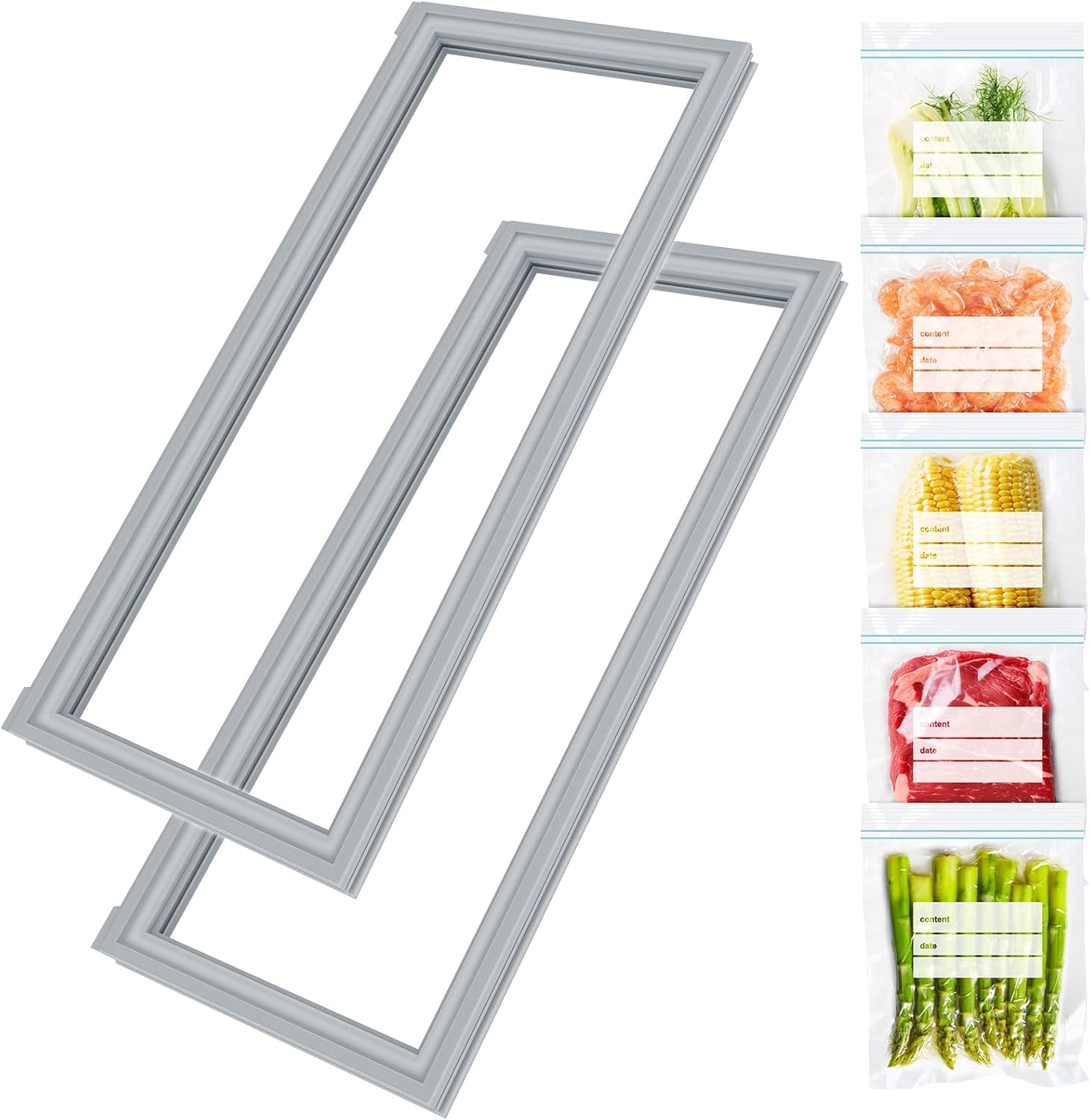 [2 PACK] DA97-05253B Refrigerator Door Gasket Replacement Compatible with Samsung Refrigerator Parts Door Seal, Replaces Part Number 3554021 AP5798175 PS8762330 EAP8762330 Fresh Food Door Gasket