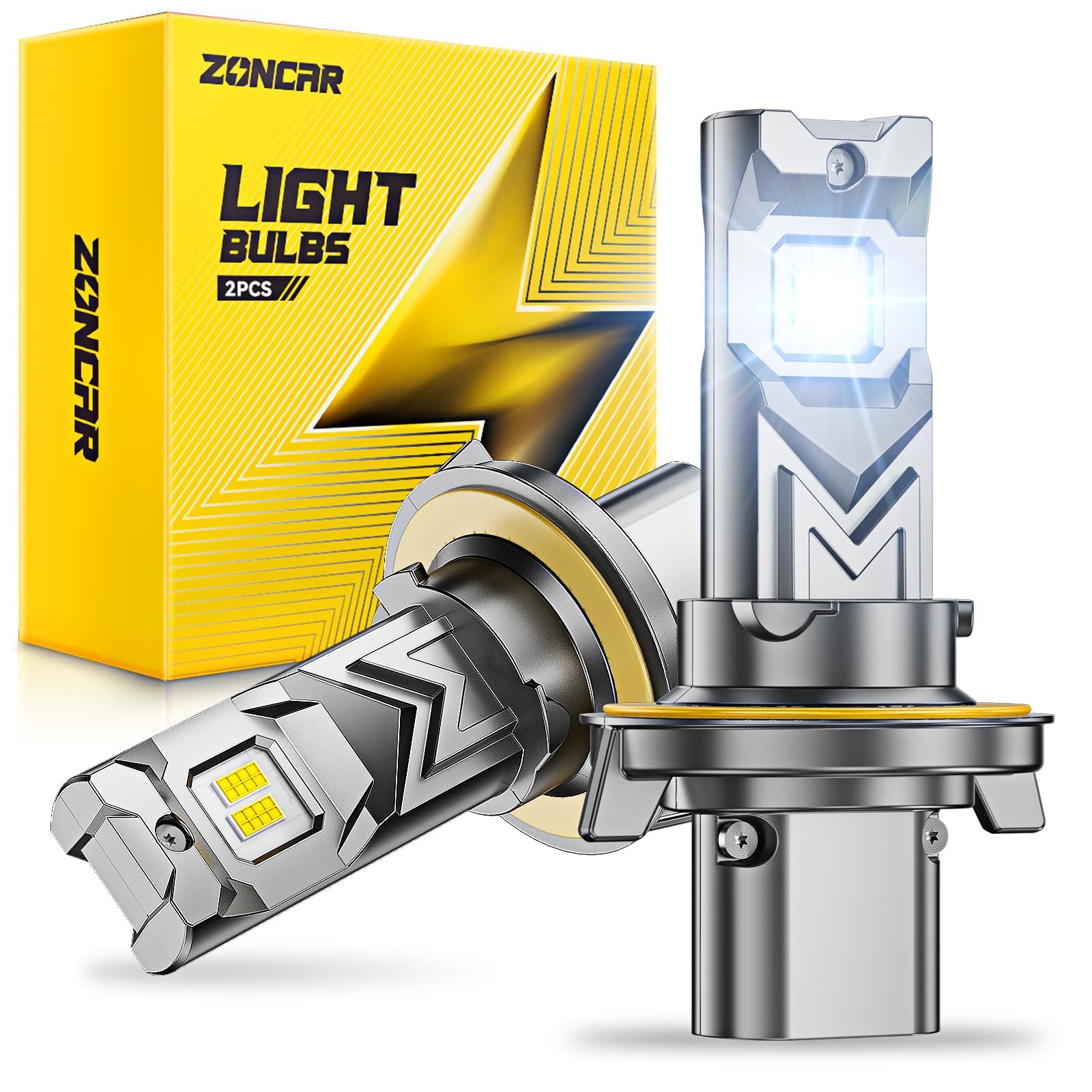 F-150 F-250 Ram1500 High &amp; Low Beam Bulbs, H13 LED Bulbs 60000LM 6500K Cool White, IP68 Real 1:1 Size Plug N Play, Canbus Ready Anti Hyper Flashing, Pack of 2
