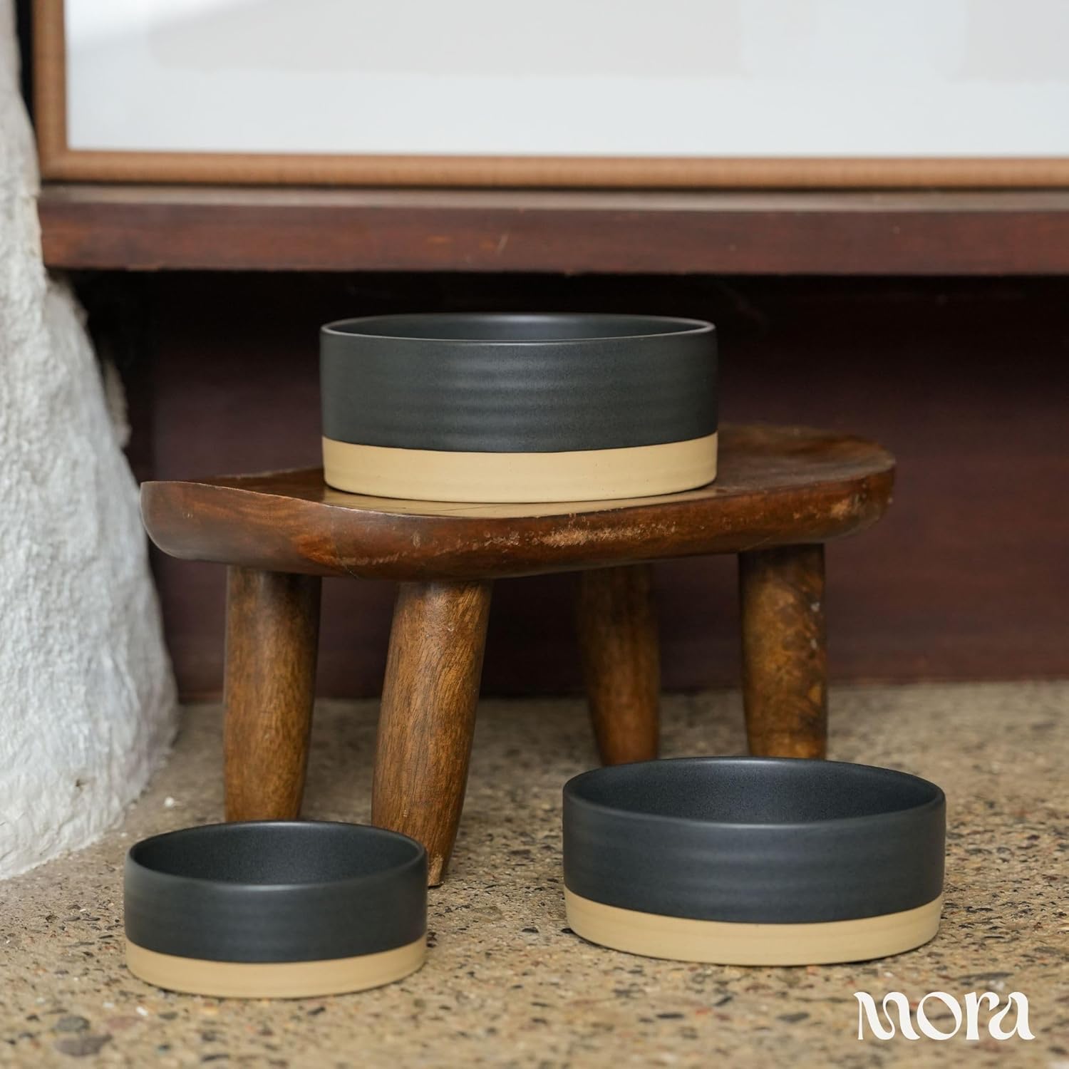 Mora Ceramic Pet Bowl Size Medium - Food/Water Dish for Large Puppies, Cats, Retrievers, Medium Sized Dogs, ect. 28oz or 4 Cups - Basic Bowls for Your Dog or Cat, Mix and Match for a Set - Liquorice
