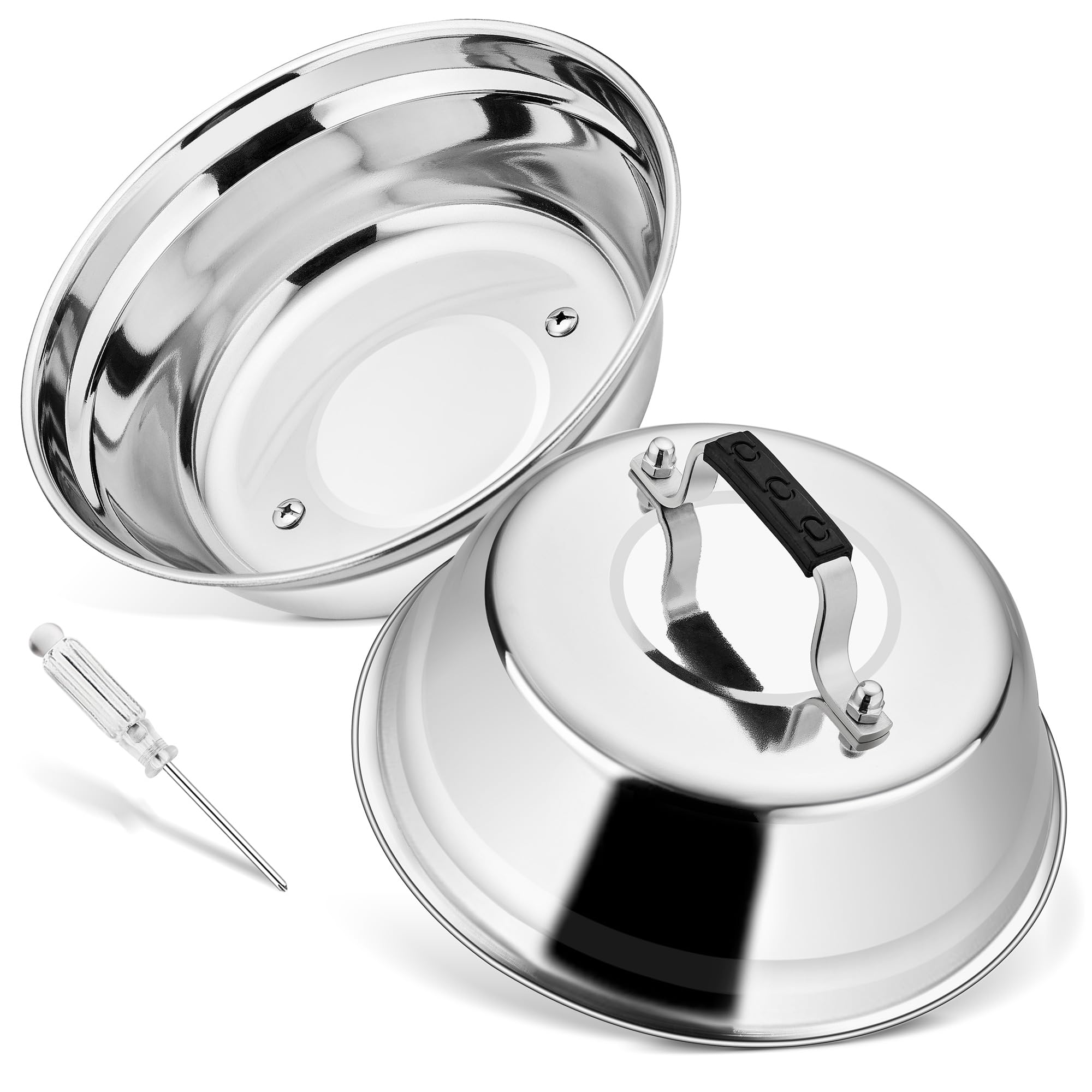 2 Campane Per Hamburger In Acciaio Inox - Per BBQ, Teppanyaki, Interni/Esterni, Lavabili In Lavastoviglie (22,5 Cm) - Foto 2