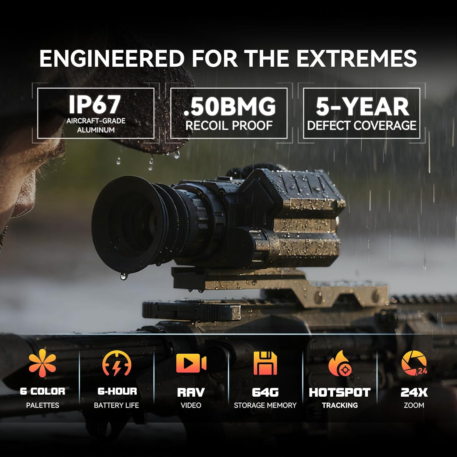 TK-C Sirius Thermal Scope for Hunting,12um18mK Sensitivity Super AI Resolution Thermal Imaging RifleScope with LRF, WiFi, RAV，Video Recording & Rugged Weatherproof Design