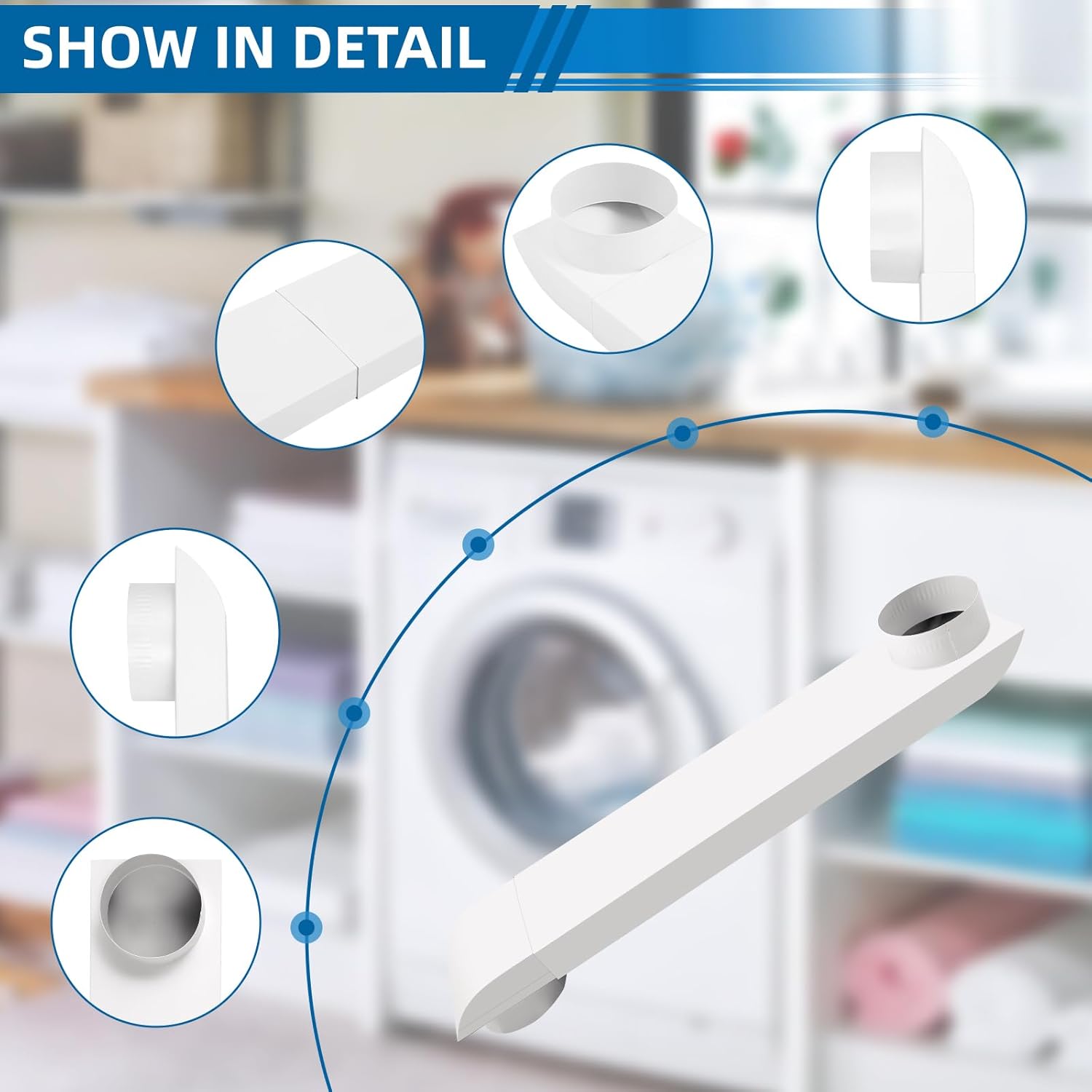 21in-38in Adjustable Periscope Dryer Vent Telescoping Kit，Upgraded 304 Stainless Steel, for Tight Space Duct Dryer Vent Pipe 4 Inch (White Baked Paint)