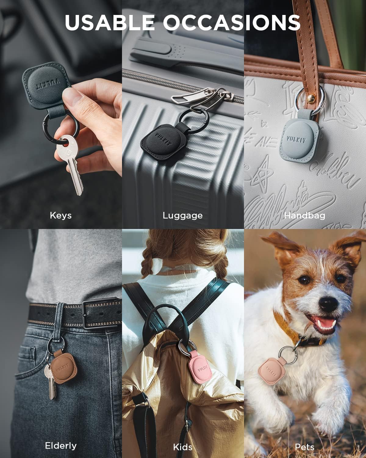 vulkit keychain compatible for apple airtag leather airtag protective case with keychain holder airtag accessories for key or lungageblack