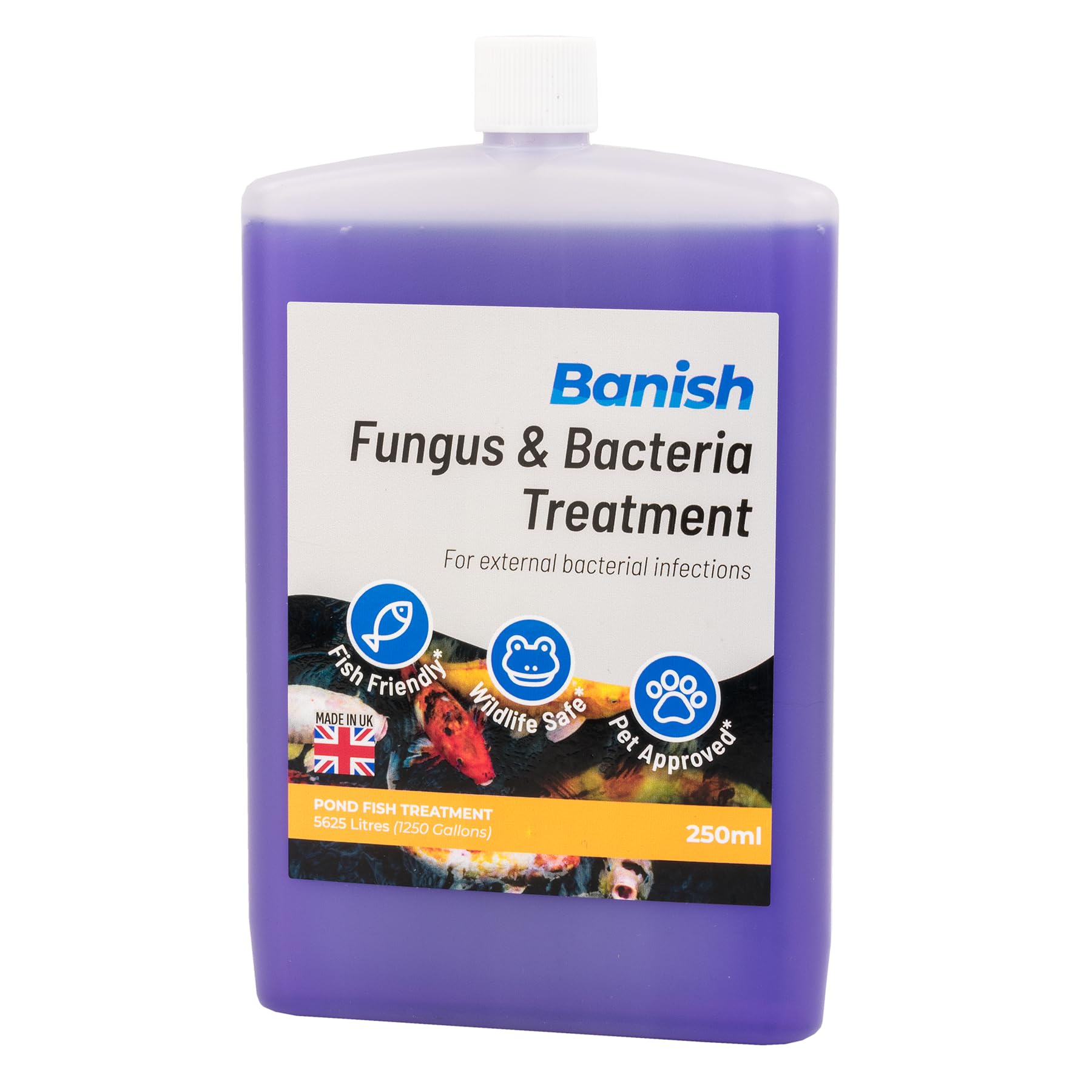 Pisces Banish Fungus & Bacteria Pond Fish Koi Treatment 250ml For Disease Infection