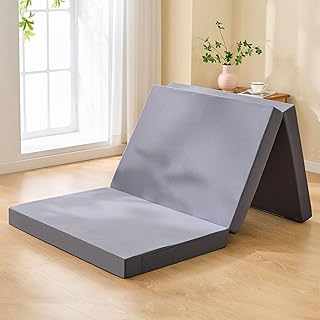 aicomri 折り畳みマットレス シングル 高反発 極厚10cm 密度28D 硬め【腰サポート/体圧分散】 三つ折り 防ダニ 洗えるカバー 通気性が良い 滑り止め 5年保証 97×195×10cm グレー