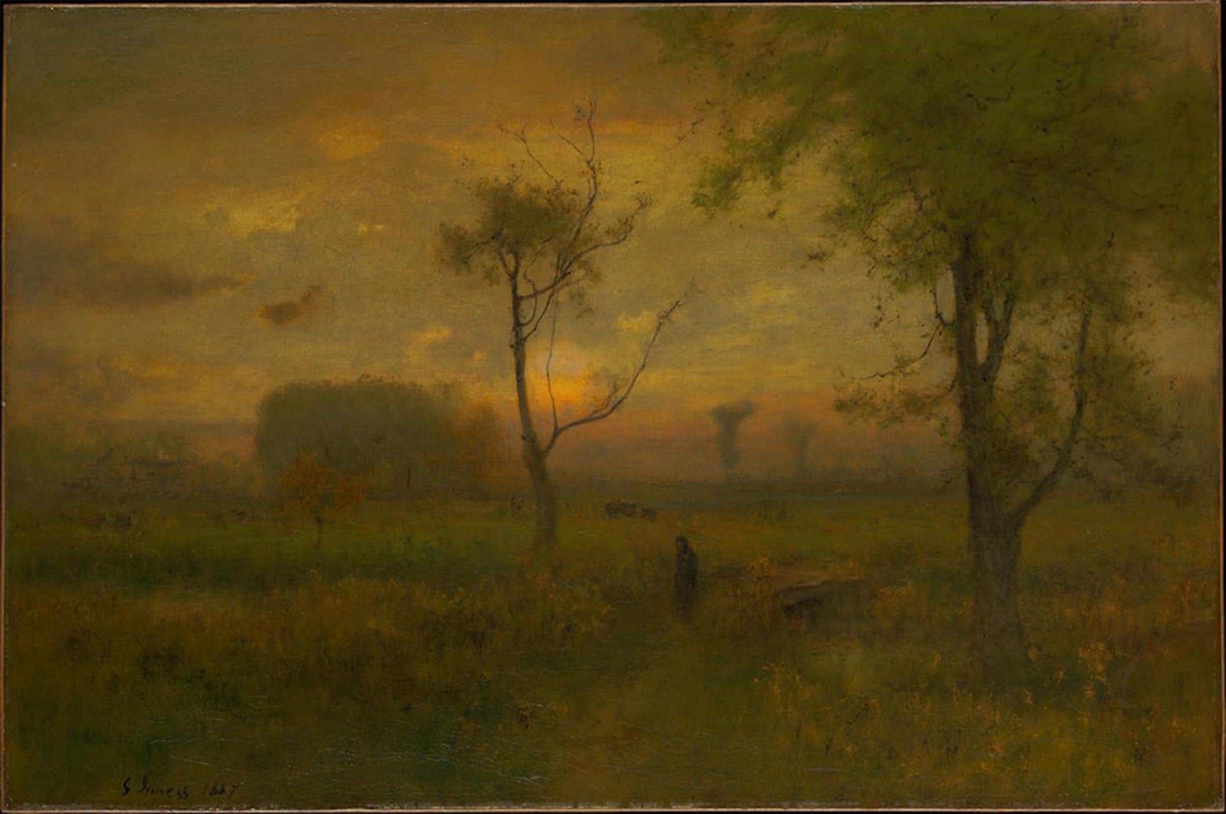RZHRHJES Vintage Wall Art Picture on Canvas Wall Art Poster Sunrise by George Inness Canvas Poster for Home Decor 60x90cm