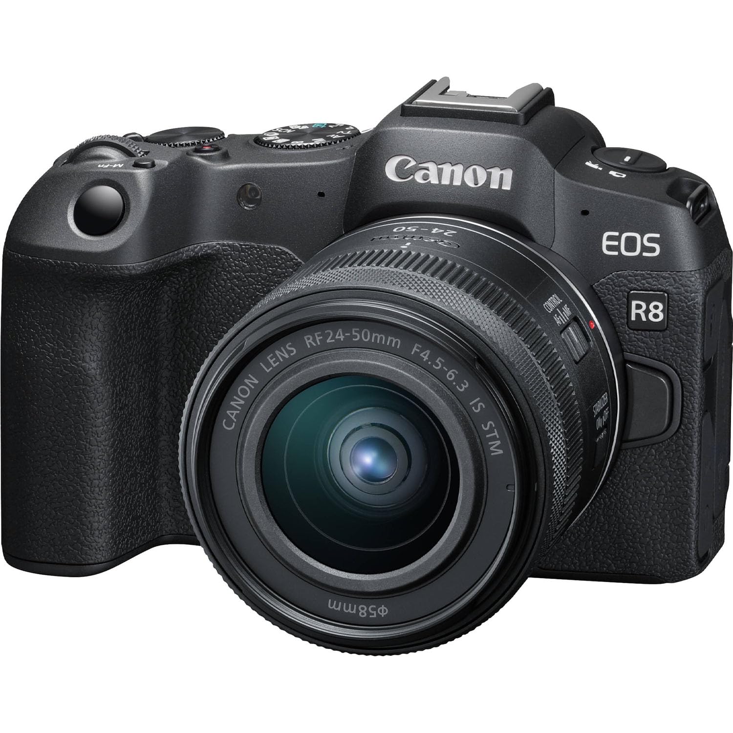 Canon EOS R8 Mirrorless Camera with RF 24-50mm f/4.5-6.3 is STM and EF 75-300mm f/4-5.6 III Lens + 64 GB Memory + Video LED Light + Mic + Mount Adapter for Canon R + More (31pc Bundle) (Renewed)