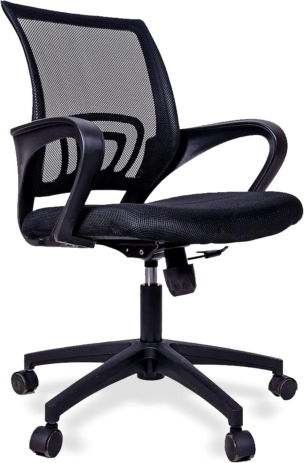 US Office Elements Ergonomic Office Chair with Specially Designed Lumbar Support, Mesh Desk Chair with Arms and Wheels, Adjustable Chair for Home and Office, Black