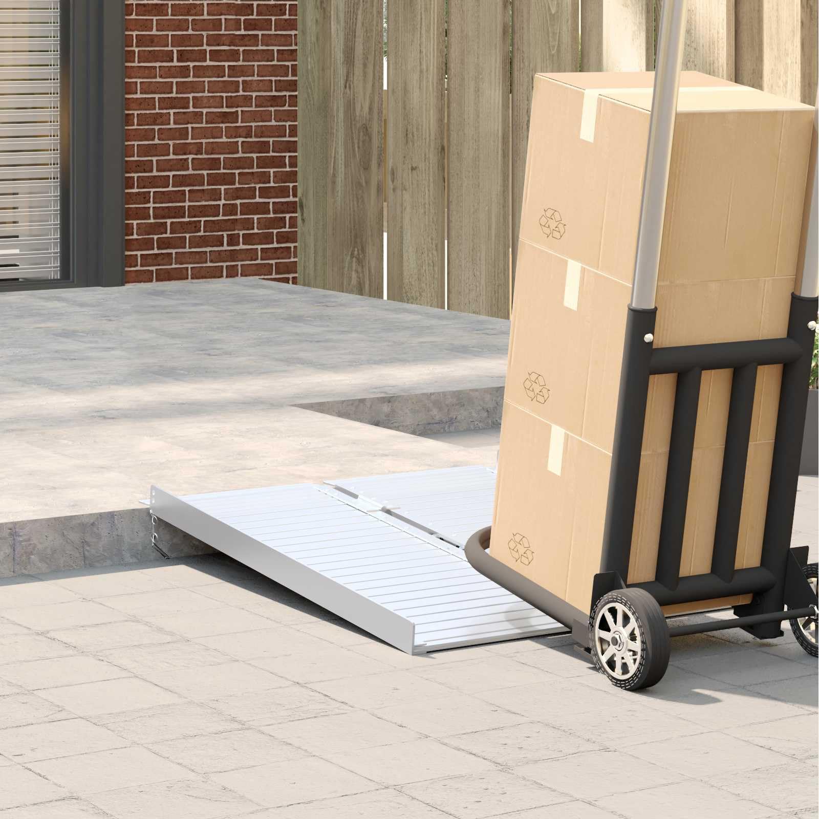 Rampa de aluminio para silla de ruedas plegable de 270 kg, antideslizante, para bordillo y escalera, ideal para coche, quad y taller