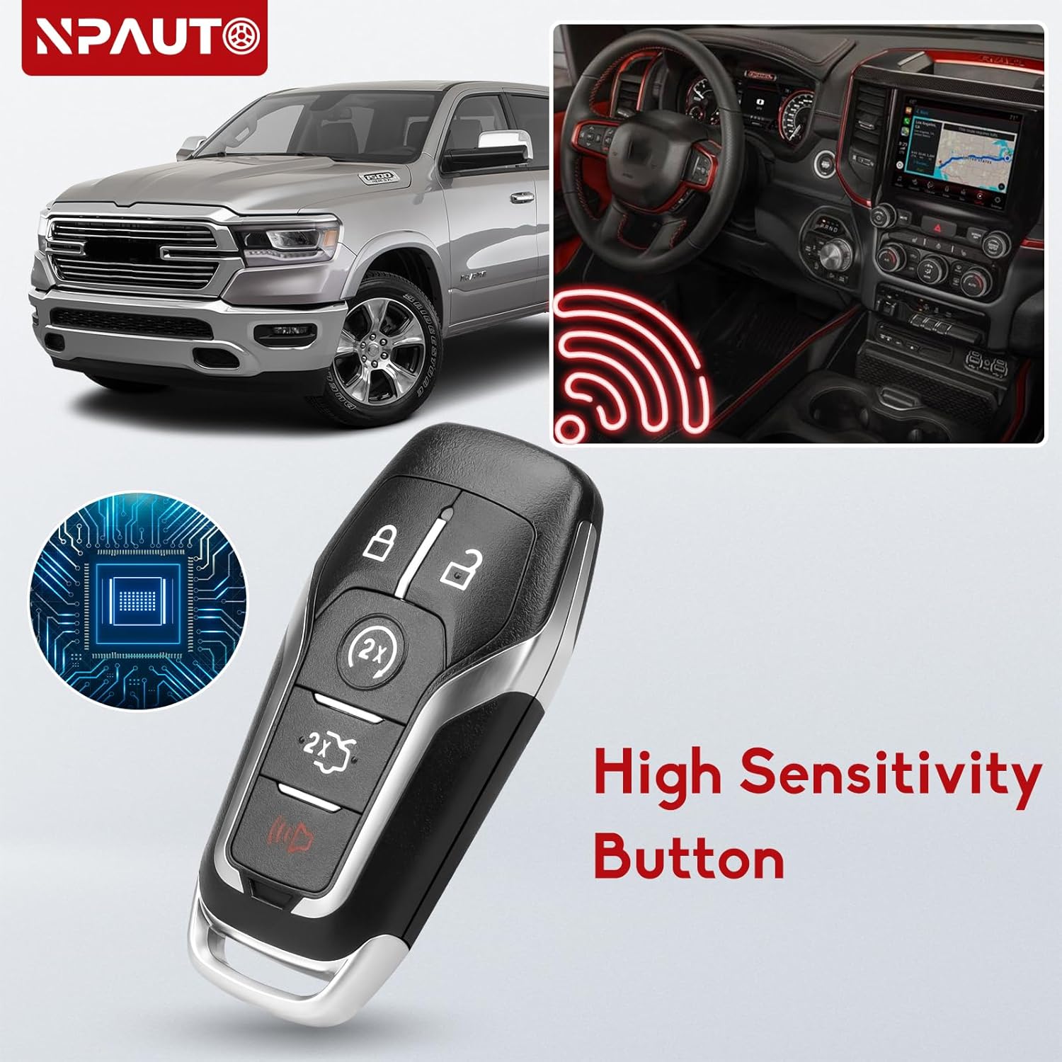 NPAUTO Key Fob Replacement Fits for 2015-2017 Ford Mustang/Edge, 2013-2016 Fusion, 2016-2017 Explorer, Lincoln MKZ MKX MKC, Keyless Entry Remote Control Start Car Key Fobs, M3N-A2C31243300 164-R7989