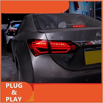 LED テールライト、DRL ウインカー、ブレーキ、リバーステールライト、トヨタ カローラ アルティス 2014、2015、2016、2017、2018 に対応 Color : Rojo