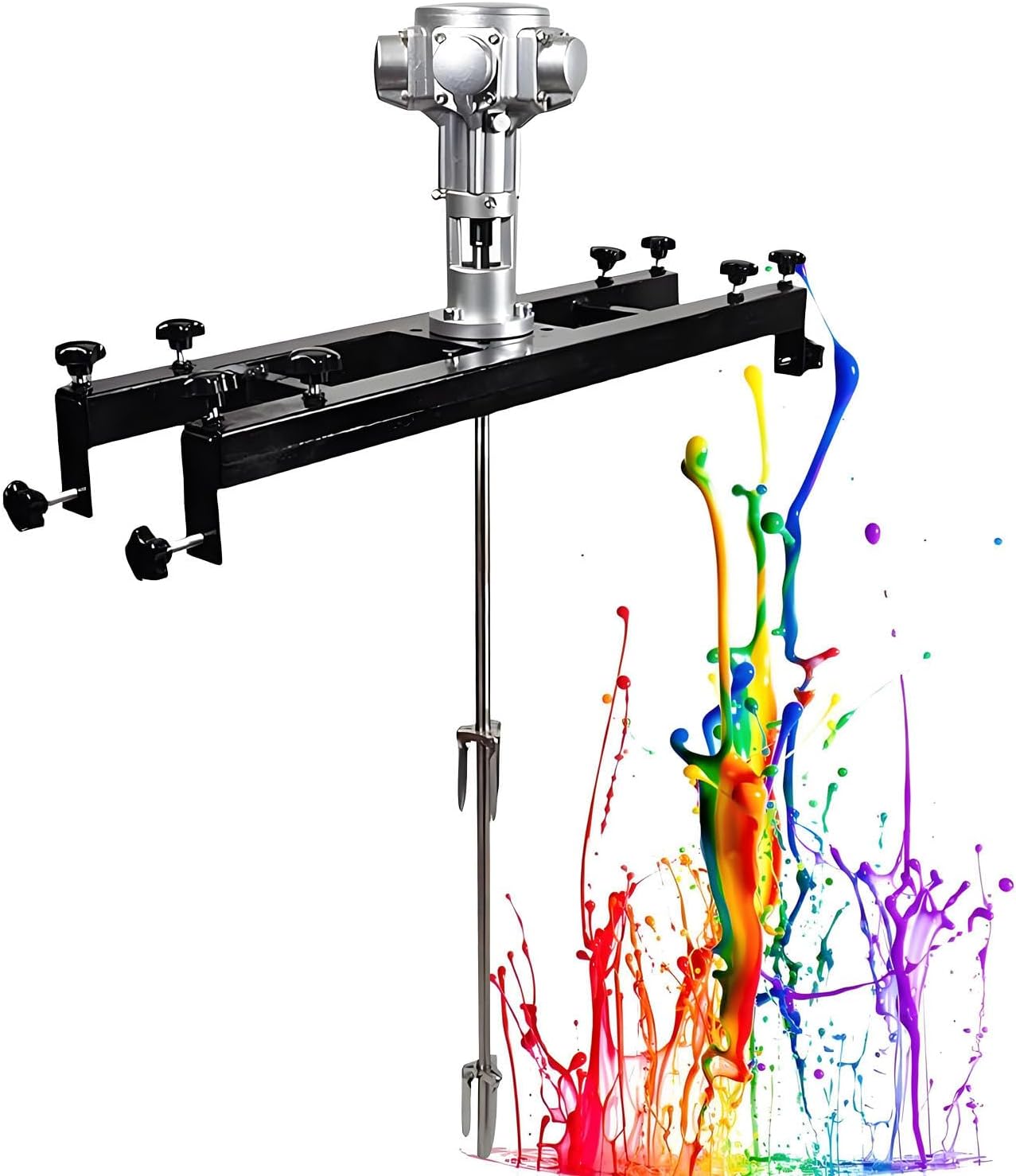 Commercial IBC Agitator, 1000L Electric Concrete Mixer with Support Hook, Folding Propeller, Adjustable Speed for Ink Dissolver Agitator 3cylinders