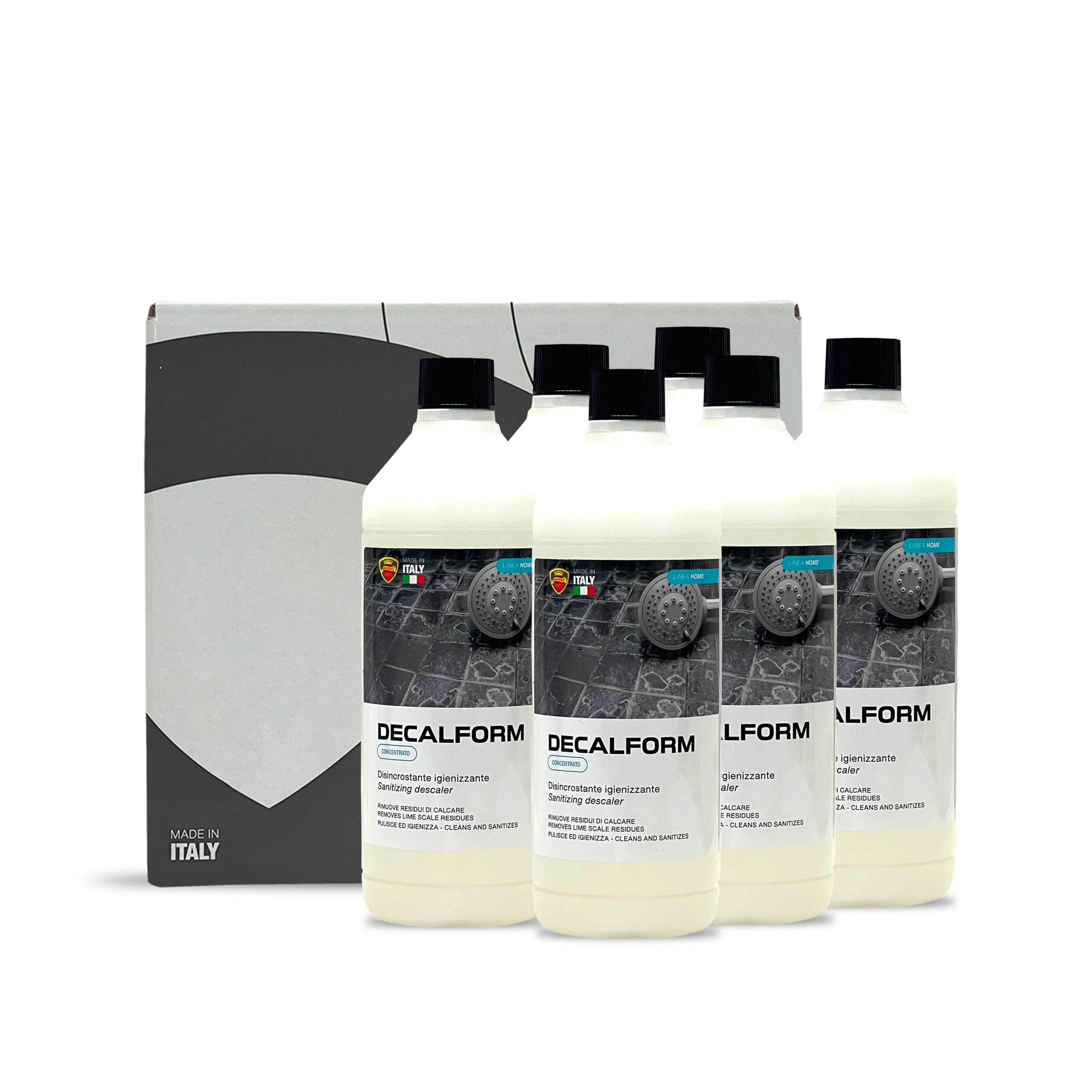 DECALFORM Disincrostante Igienizzante Concentrato Anticalcare – Detergente per Bagno, Sanitari, Rubinetterie e Superfici Resistenti agli Acidi – Rimuove Residui di Calcare – 6 x 1L