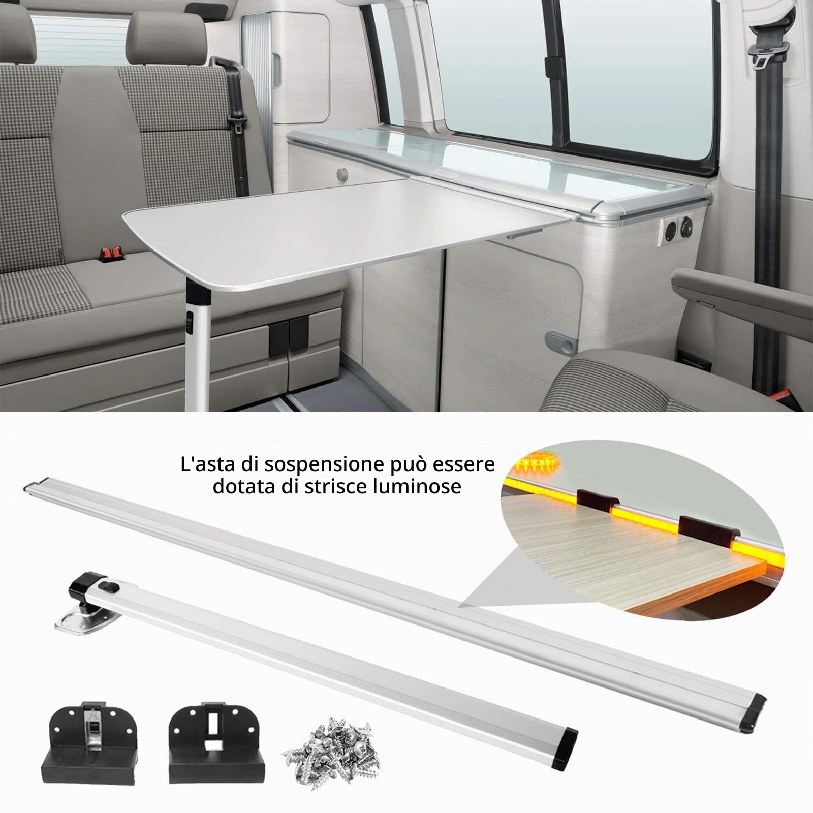 Gamba del Tavolo Rimovibile E Binario di Scorrimento per Yacht per Camper, Gambe Pieghevoli da 73 cm/28 Pollici, Binari di Guida da 100 cm/38 Pollici, Supporto Base Tavolo per Camper