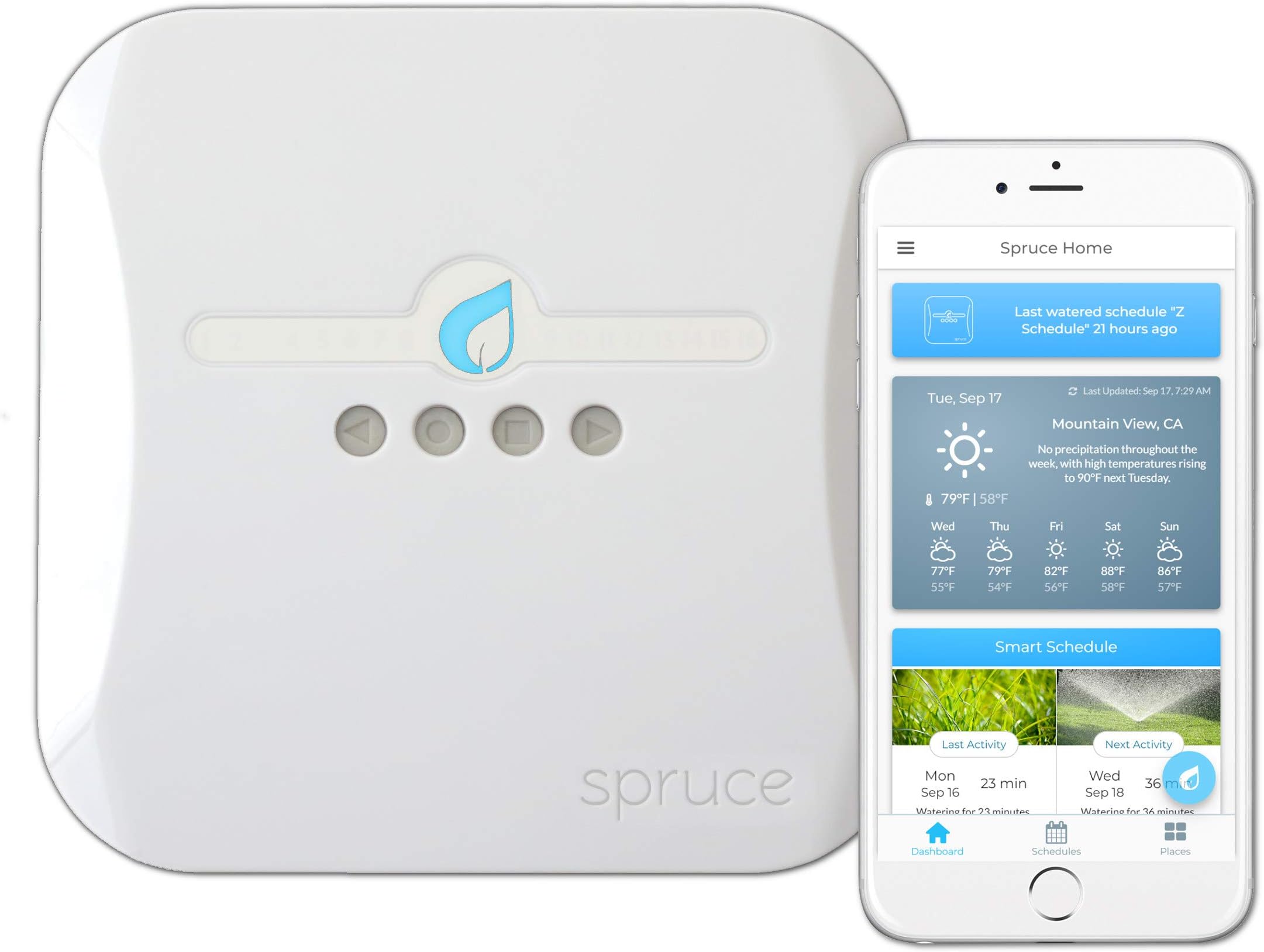 Spruce Irrigation 16 Zone WiFi Sprinkler Controller (Gen 2), Compatible with Alexa, Wireless Soil Moisture Sensors, Leak Detection, Flow Meter