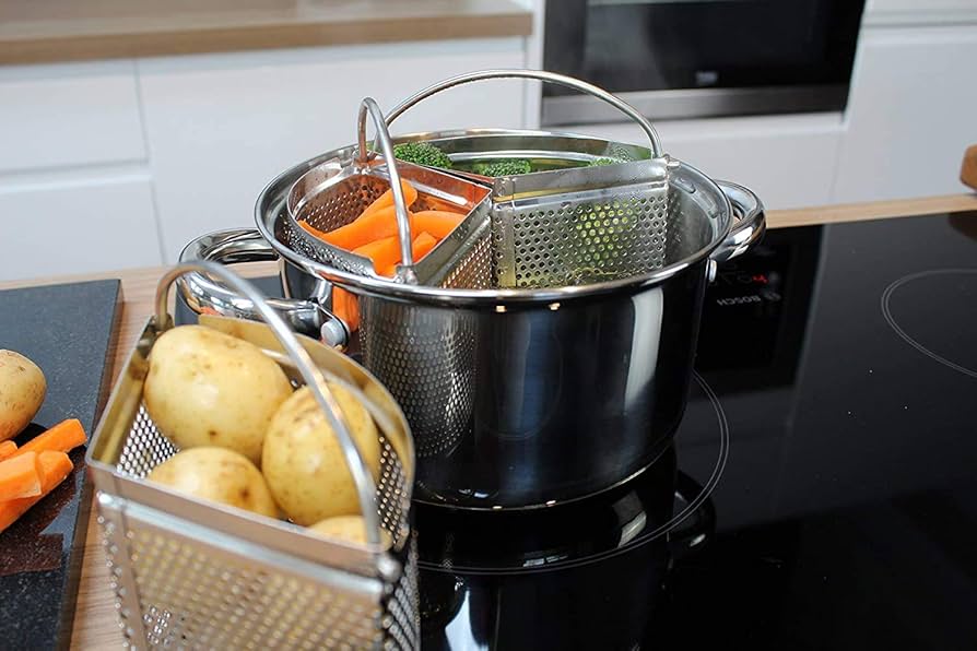 Triple Divider Nest Steamer Silicone Pot Divider Steam Basket Cooking Strainer Kitchen Accessories 3pcs/set