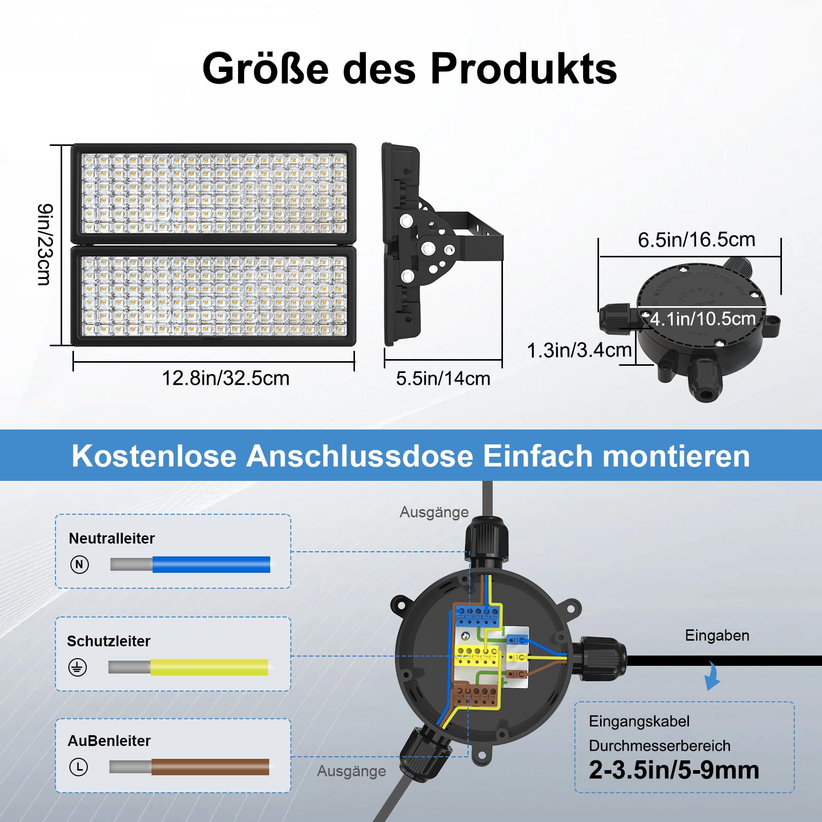 Zewnętrzny reflektor LED 200 W, 28000 lm, 3000 K, ciepła biel, IP67, wodoszczelny reflektor zewnętrzny, z łącznikiem kablowym, do ogrodu, garażu