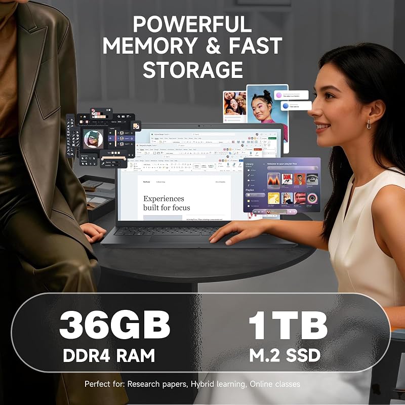 Dell 15 Touchscreen Laptop DC15250 for Business, Intel 10-Core i7-1355U, Windows 11 Pro, 15.6'' FHD Anti-Glare Display, 36 GB RAM, 1 TB SSD, Copilot AI, Webcam, Wi-Fi 6, Black image 4