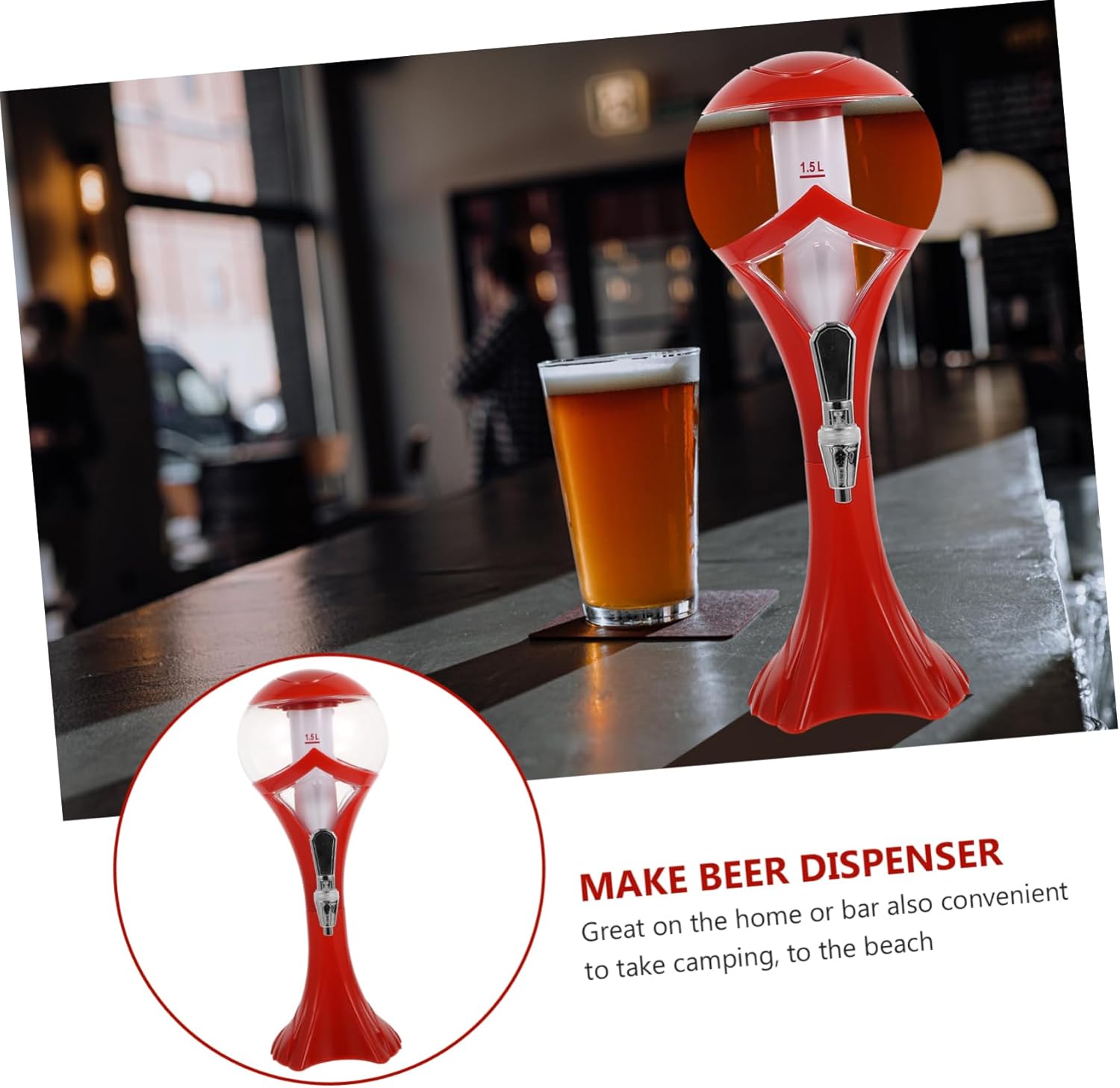 Luminous Ice Column Drink Dispenser Beverage Tower for Juices Beer and Cocktails Party Drink Distributor LED Light for Home Bars and Gatherings