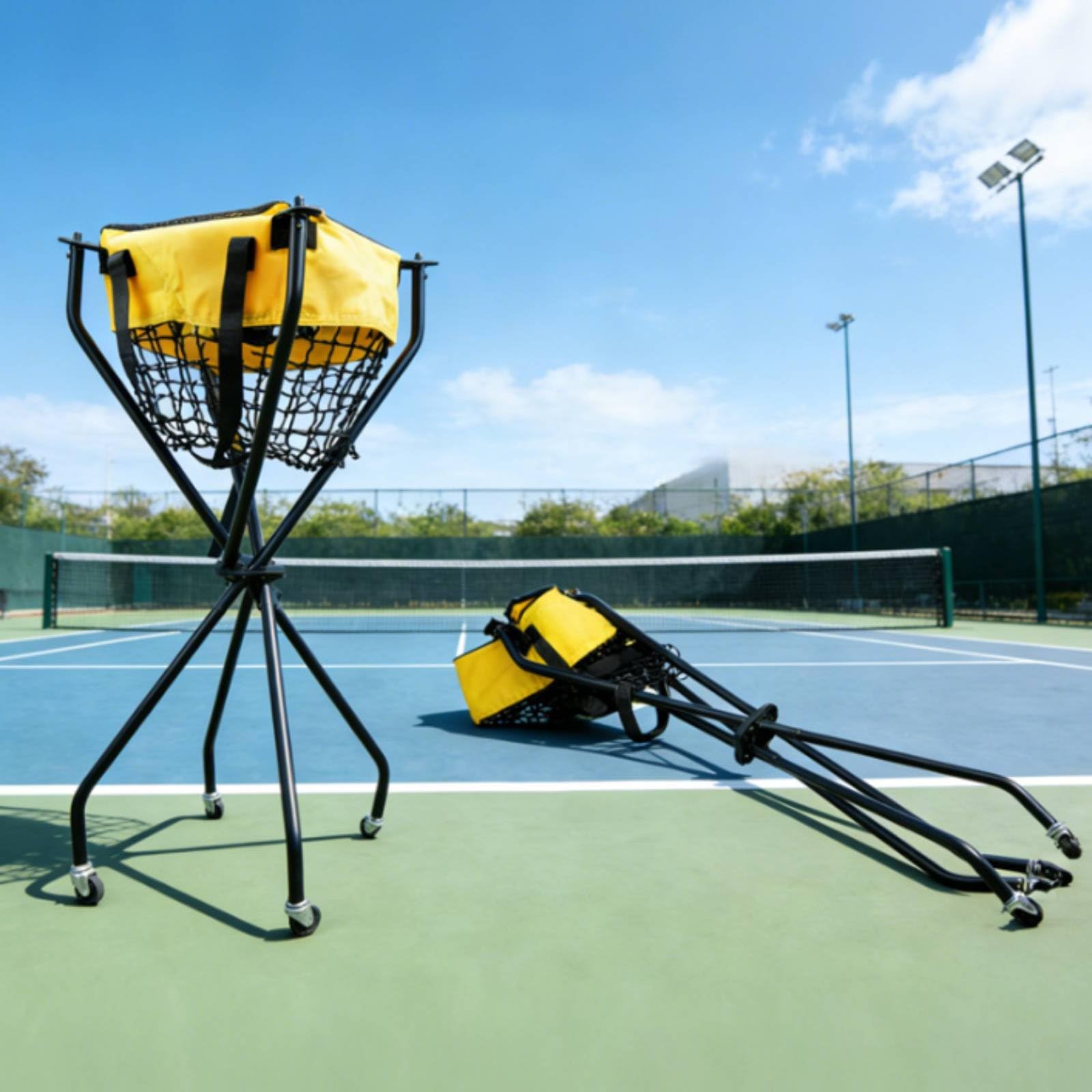 Carrello Portapalline da Tennis Portatile Organizer Sportivo Pieghevole Leggero Attrezzatura Sportiva per Allenatori, Istruttori