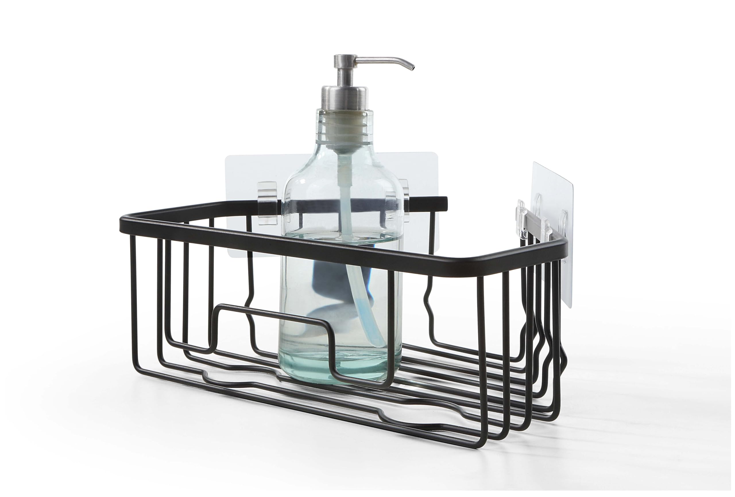 Aluminum Shower Caddy Wall Mount - Rustproof Corner Shower Organizer with Adhesive Hooks - Bathroom Storage Shelf for