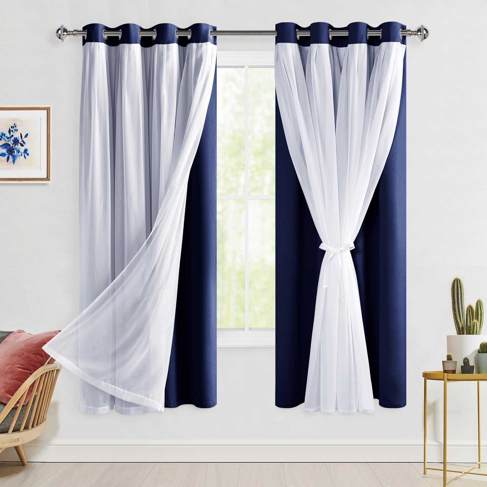 Rideaux occultants bleu marine pour chambre de fille et ado